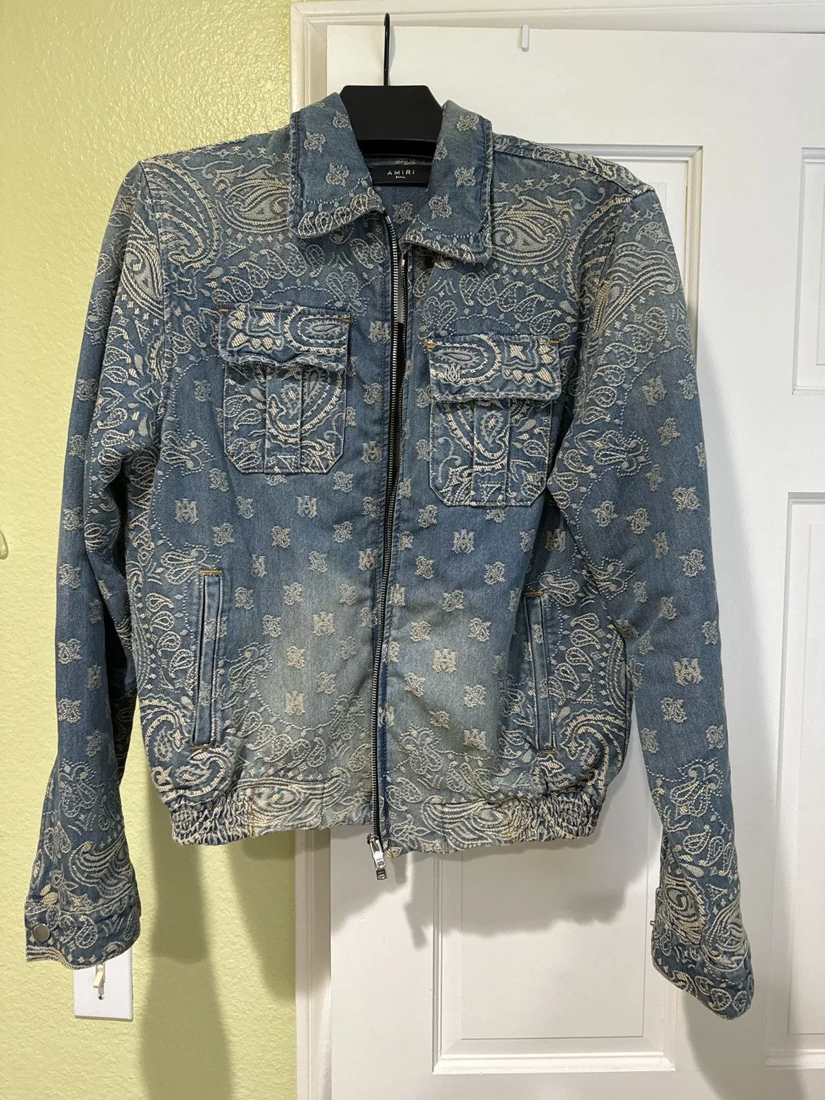 Amiri Denim Jackets Amiri Bandana Pattern Denim Jacket Blue