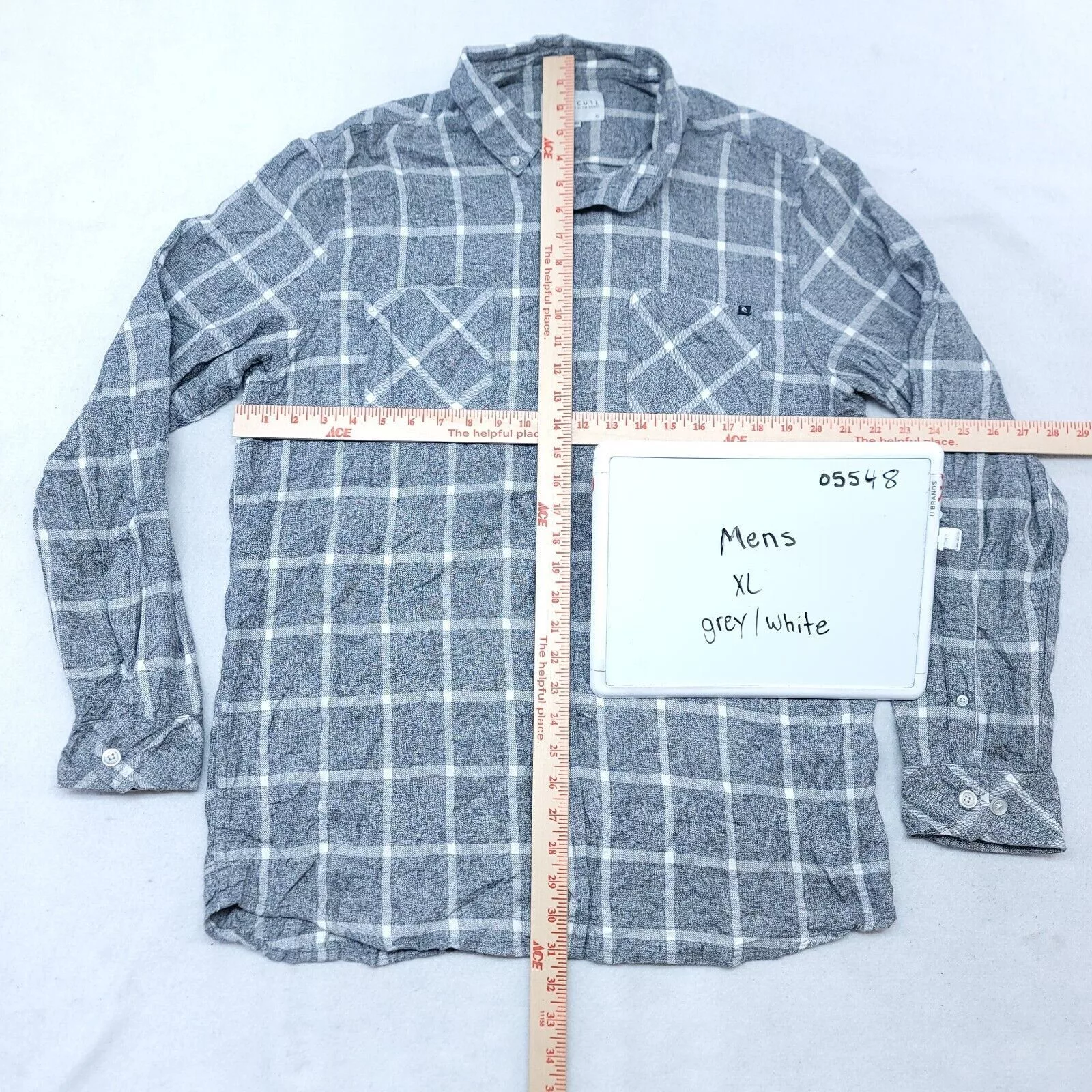 Rip Curl Shirts Button Ups Rip Curl Ripcurl Windowpane Flannel Shirt Mens Size XL Gray White