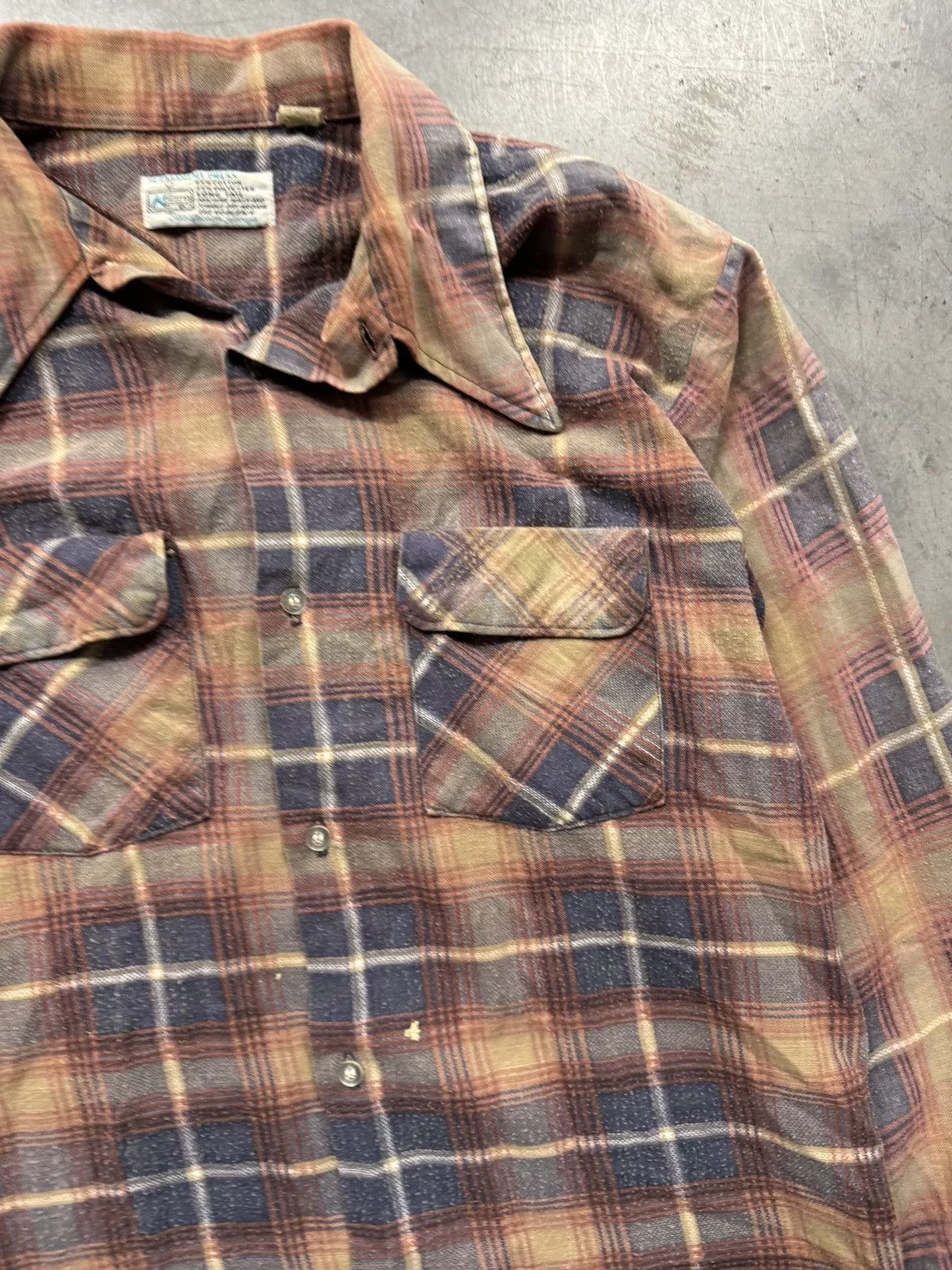 Vintage Shirts Button Ups Vintage 70s Plaid Flannel Blue
