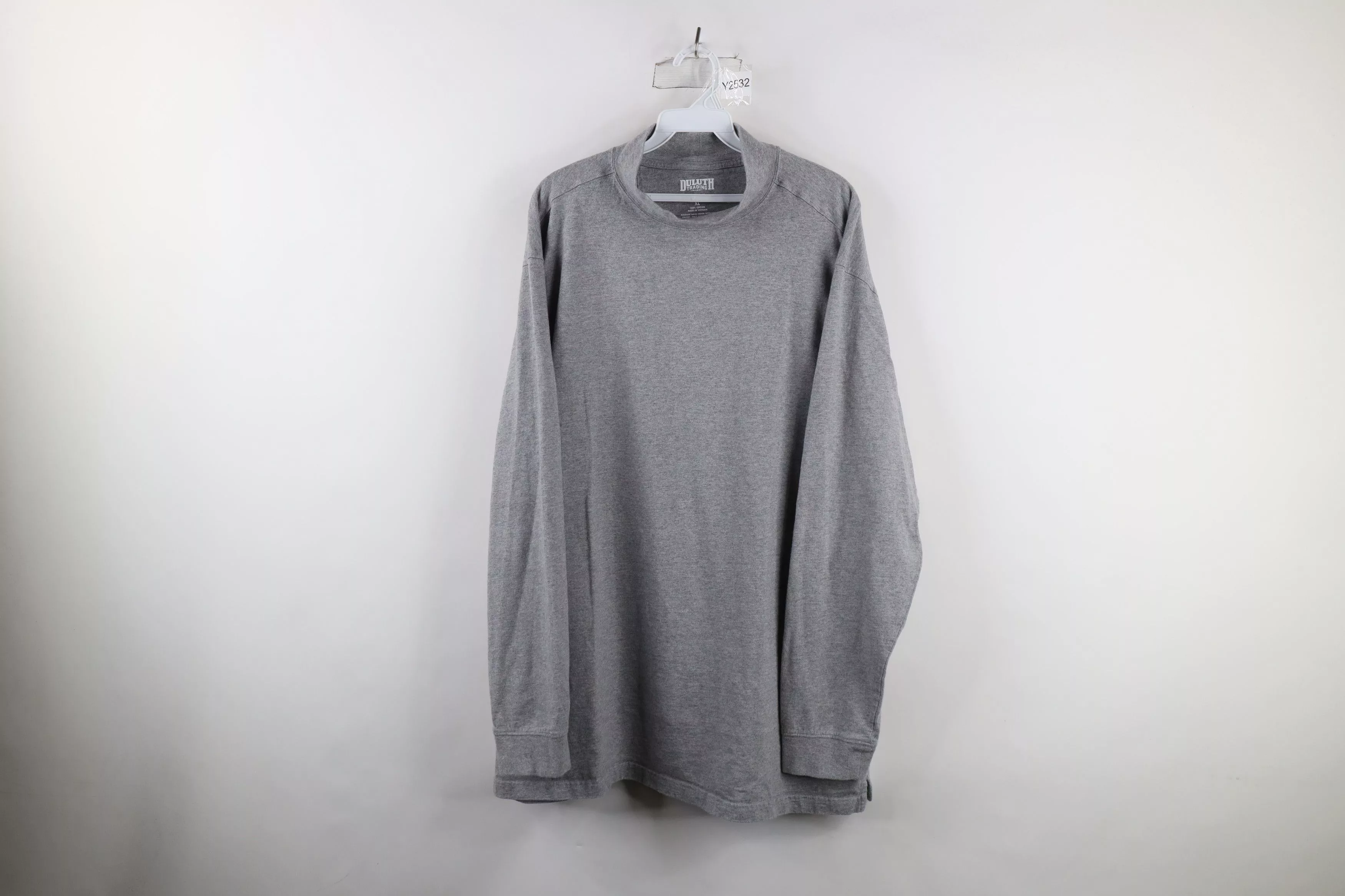 Duluth Trading Company Long Sleeve T Shirts Duluth Trading Company × Vintage Duluth Trading Co Longtail T Mock Neck Long Sleeve T-Shirt Gray