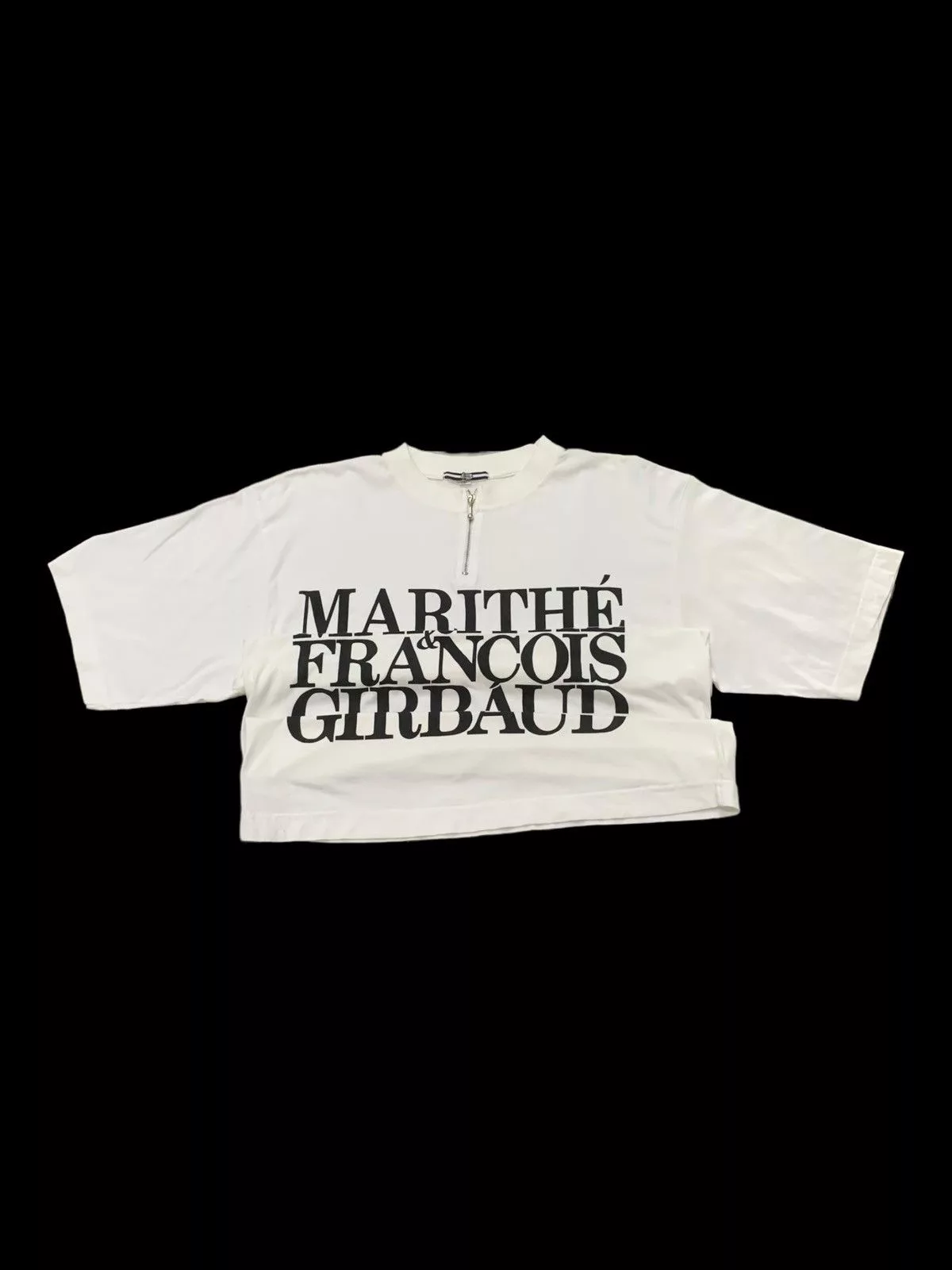 20471120 Short Sleeve T Shirts 20471120 × Marithe + Francois Girbaud Marithe Francois Girbaud Trompeil Zipper Neck TShirt White