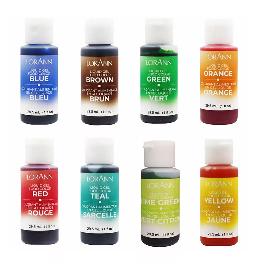 Liquid Gel Food Coloring, 8 Assortment, 1oz