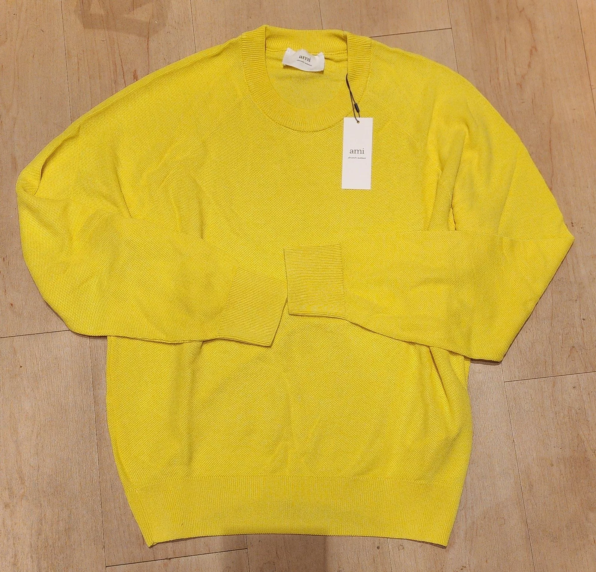 AMI Sweaters Knitwear AMI PARIS YELLOW COTTON SWEATER XL