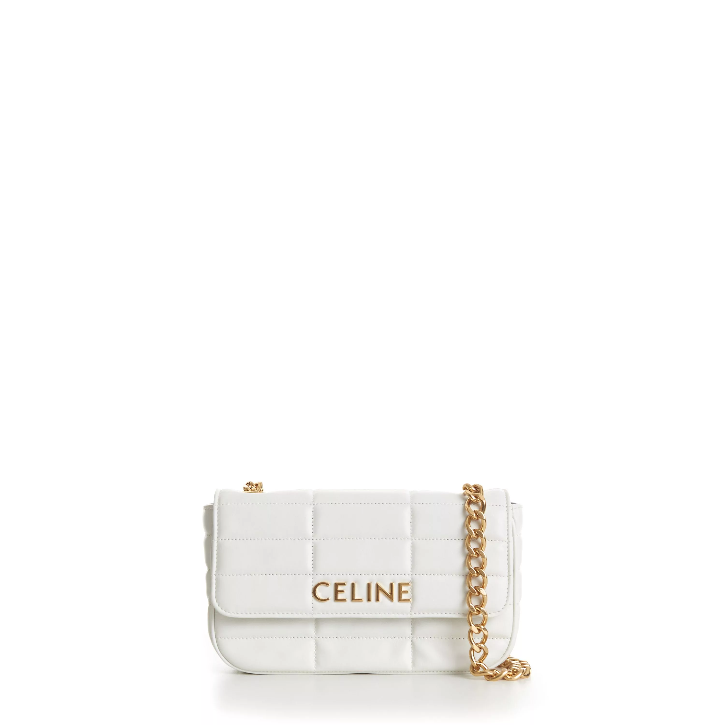 Celine Shoulder Bags Celine Arctic White Chain Shoulder Bag - Matelasse Quilted Calfskin Multi