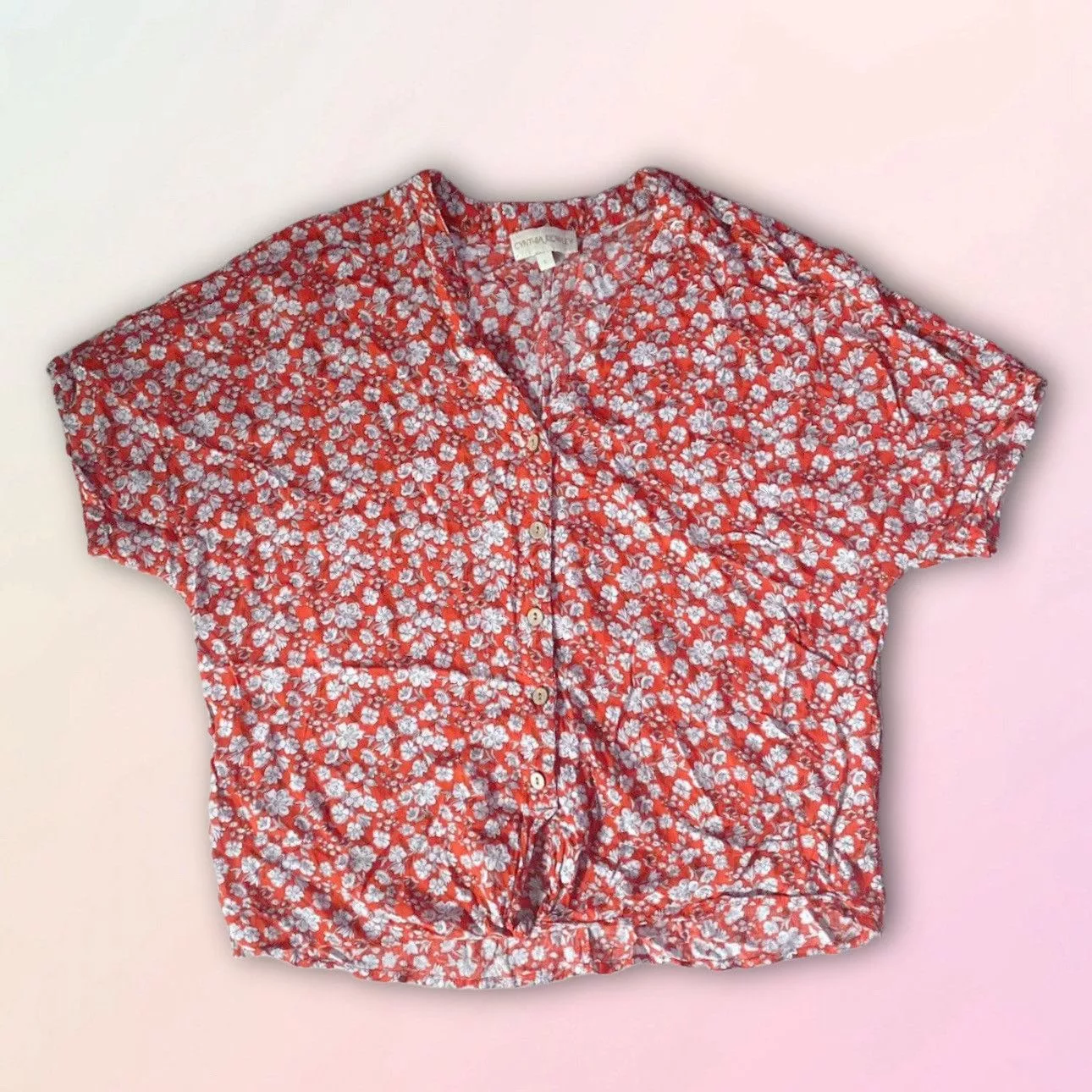 Other Blouses Other Cynthia Rowley, Poppy, Floral, Button Down Blouse Red