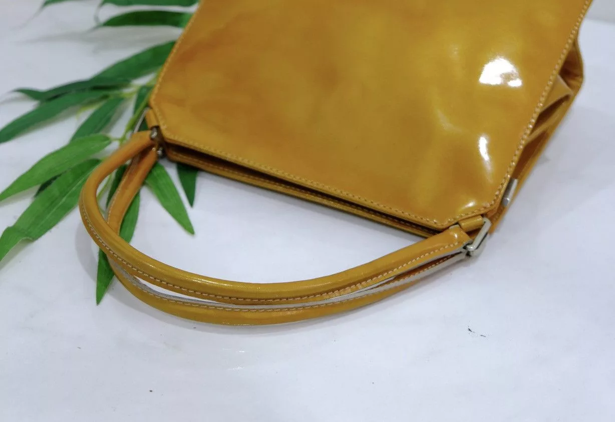 Prada Handle Bags Authentic Prada handbag yellow pattern leather