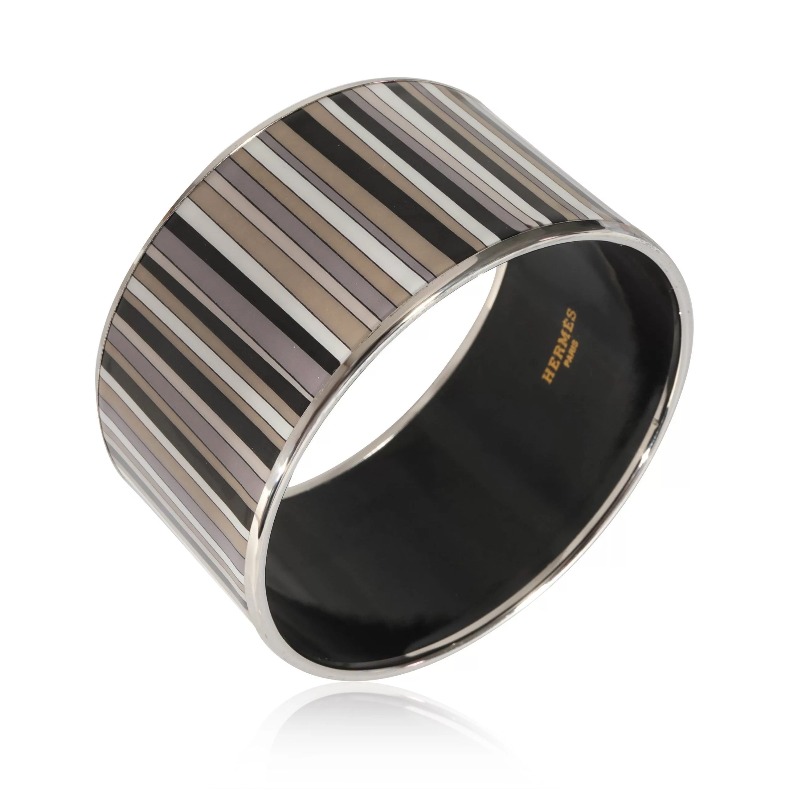 Hermes Rings Hermes Hermès Carioca Strips Extra Wide Enamel Bracelet Silver