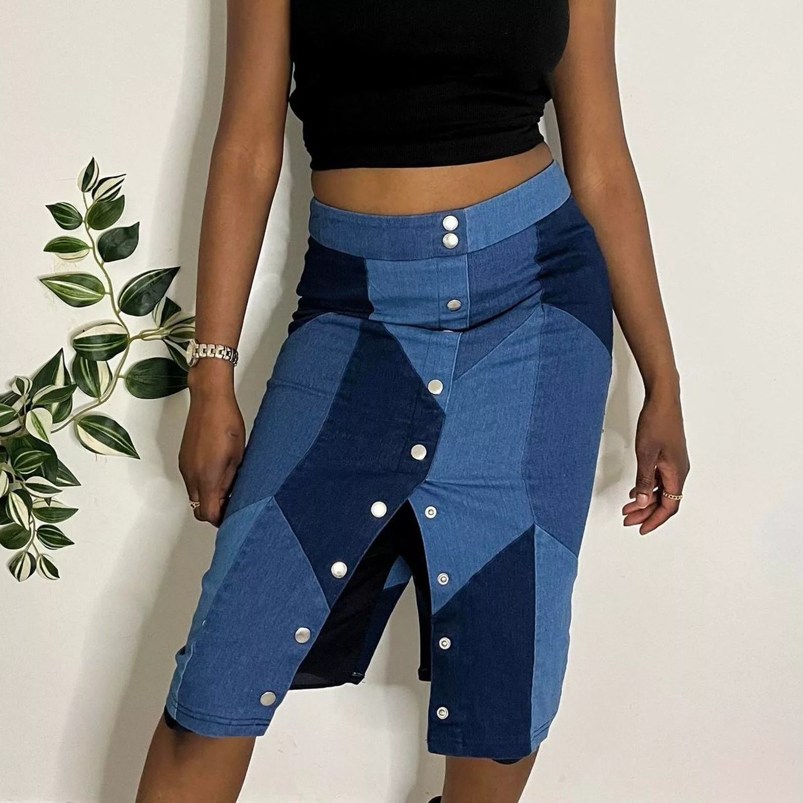 Other Midi Skirts Other Denim patch work skirt Blue