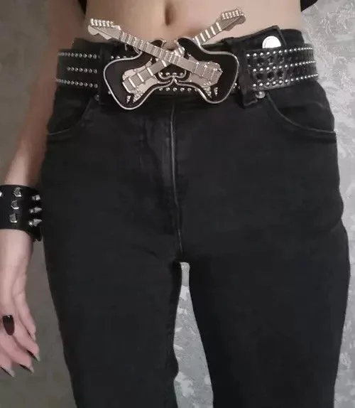 Designer Belts Designer × Japanese Brand Punk Belts Rivet Black Avant-Garde