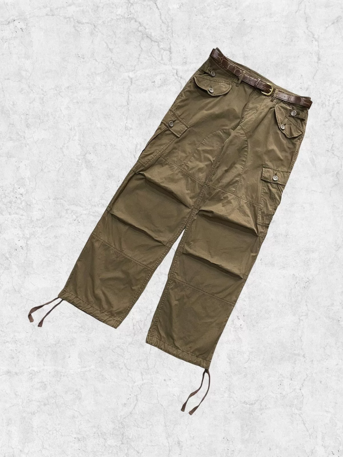 Japanese Brand Casual Pants Japanese Brand × Takeo Kikuchi × Vintage Takeo Kikuchi Japan Multi Pocket Cargo Pants With Belt Green