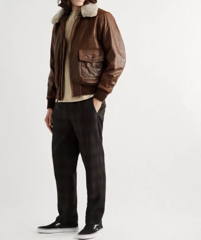 14th Addiction Leather Jackets 14th Addiction × KMRii × Le Grande Bleu (L.G.B.) Golden Bear Westwood Shearling Leather Jacket Brown