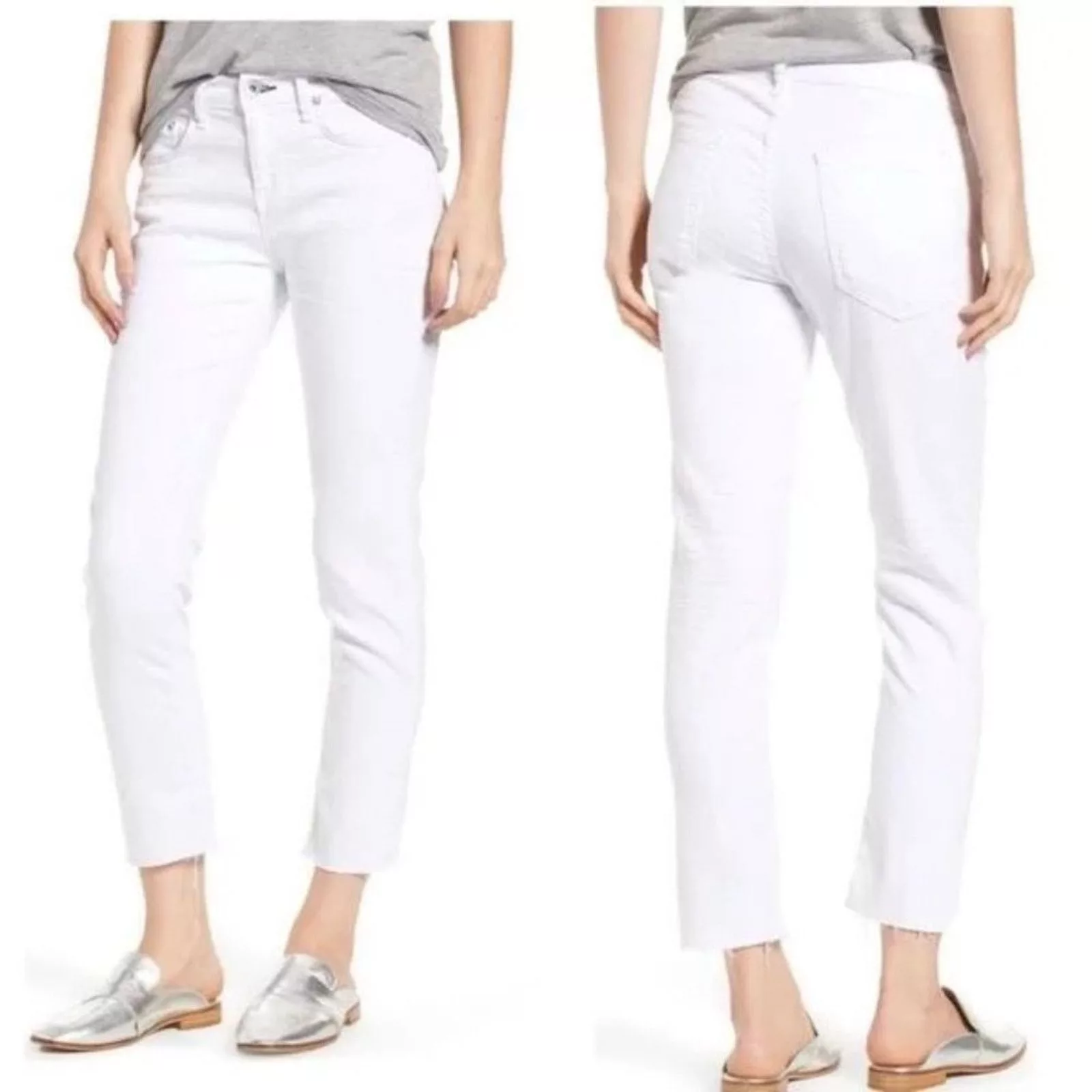 Rag & Bone Jeans RAG & BONE White Ankle Slim Mid Rise Boyfriend Sz 25