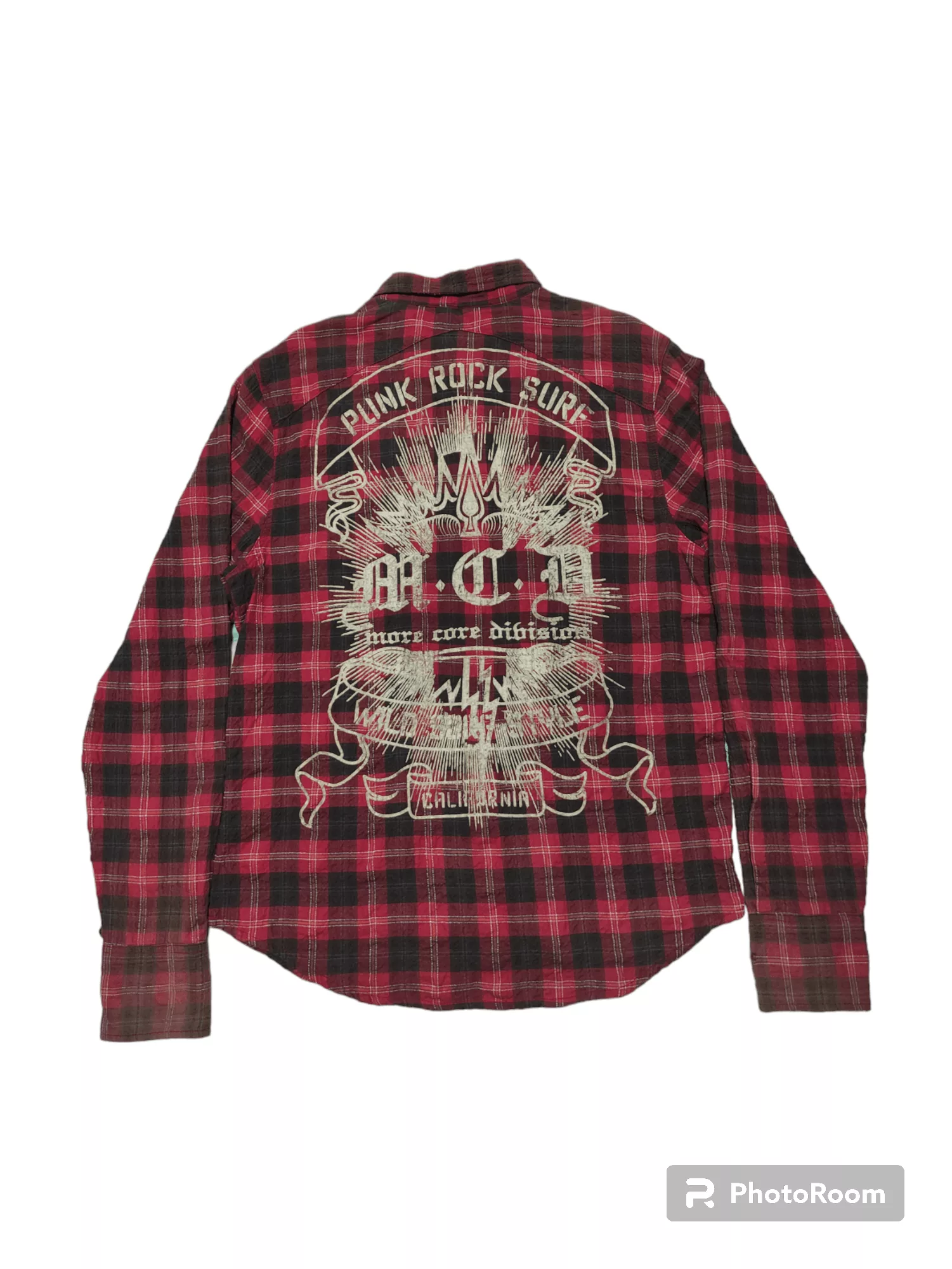14th Addiction Shirts Button Ups 14th Addiction × Yasuyuki Ishii More core Division Shirt Punk Rock Surf style ifsixwasnine Red Vintage
