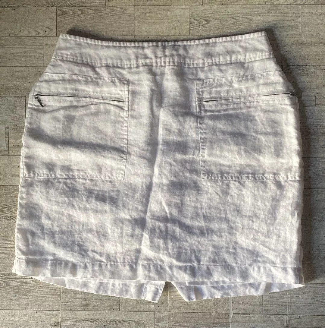 Willi Smith Mini Skirts Willi Smith, White, Linen Blend, Mini/Midi Pencil Skirt