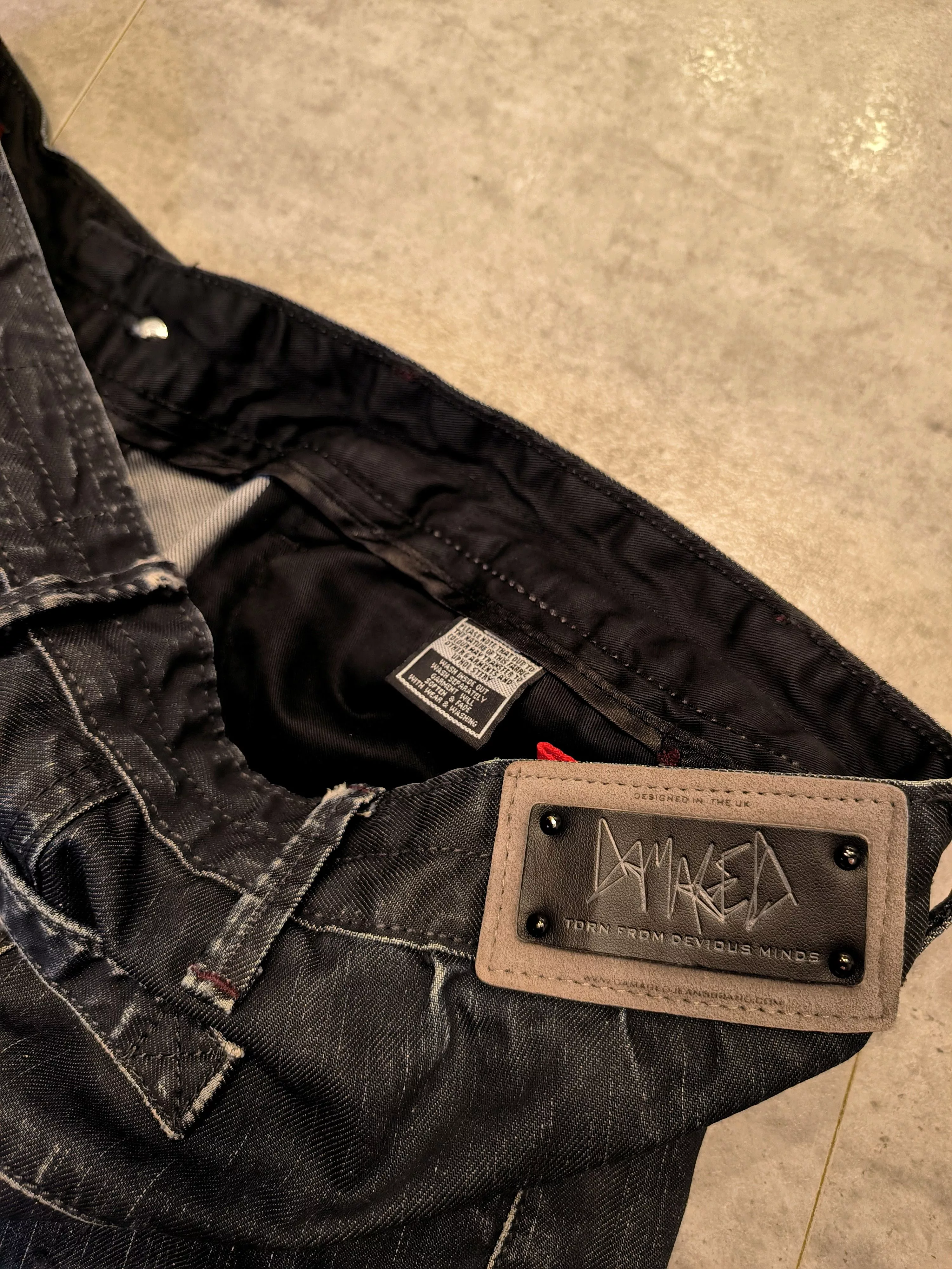 Vintage Denim Baggy Pants Damaged Blue
