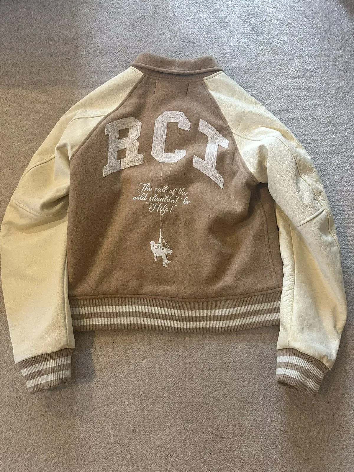 Reese Cooper Leather Jackets Reese Cooper RCI Varsity Jacket Beige