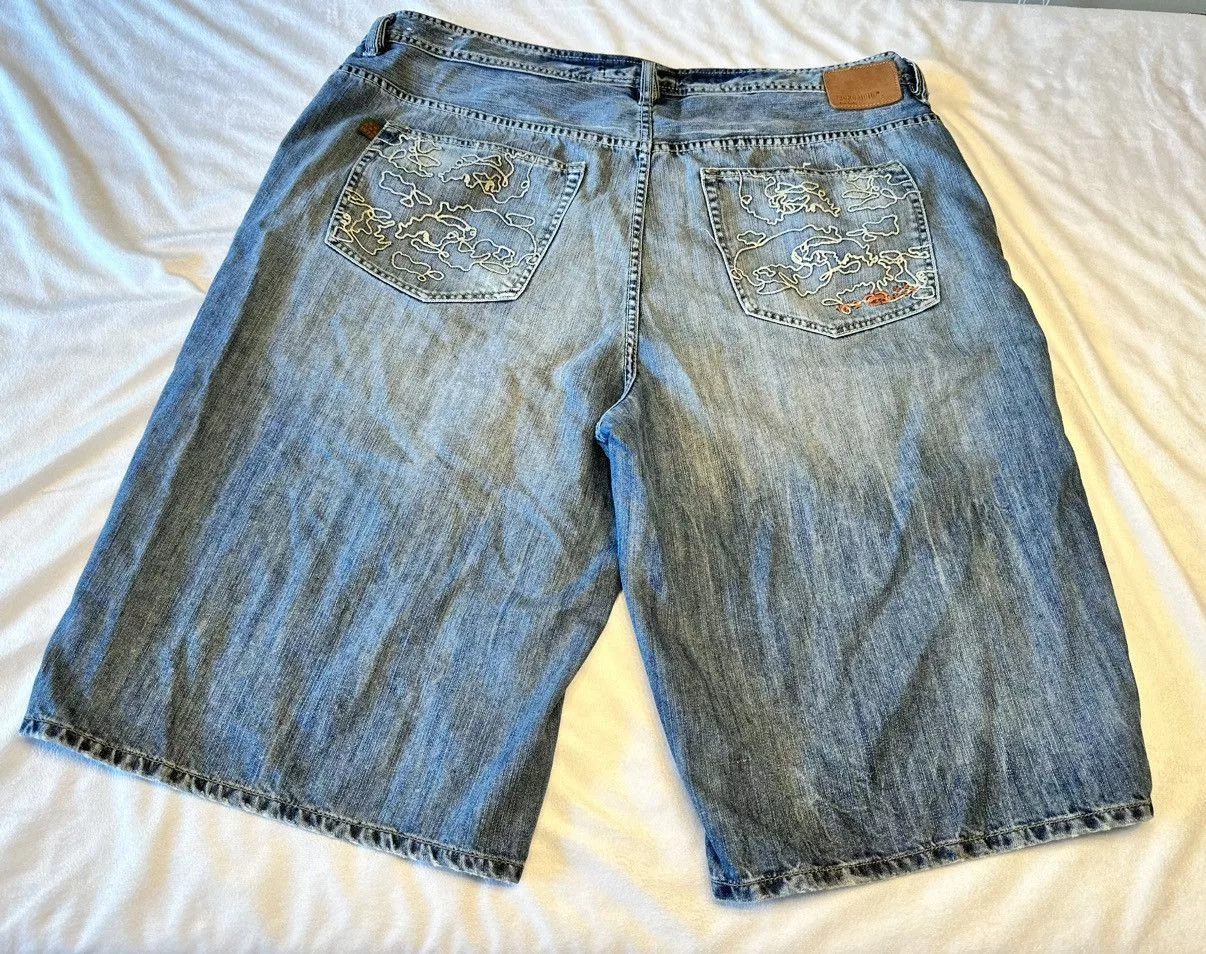 Ecko Unltd. Shorts Ecko Unltd. × Vintage VTG Ecko Men's 42x14 Embroidered Denim Jean Baggy Shorts Blue Streetwear