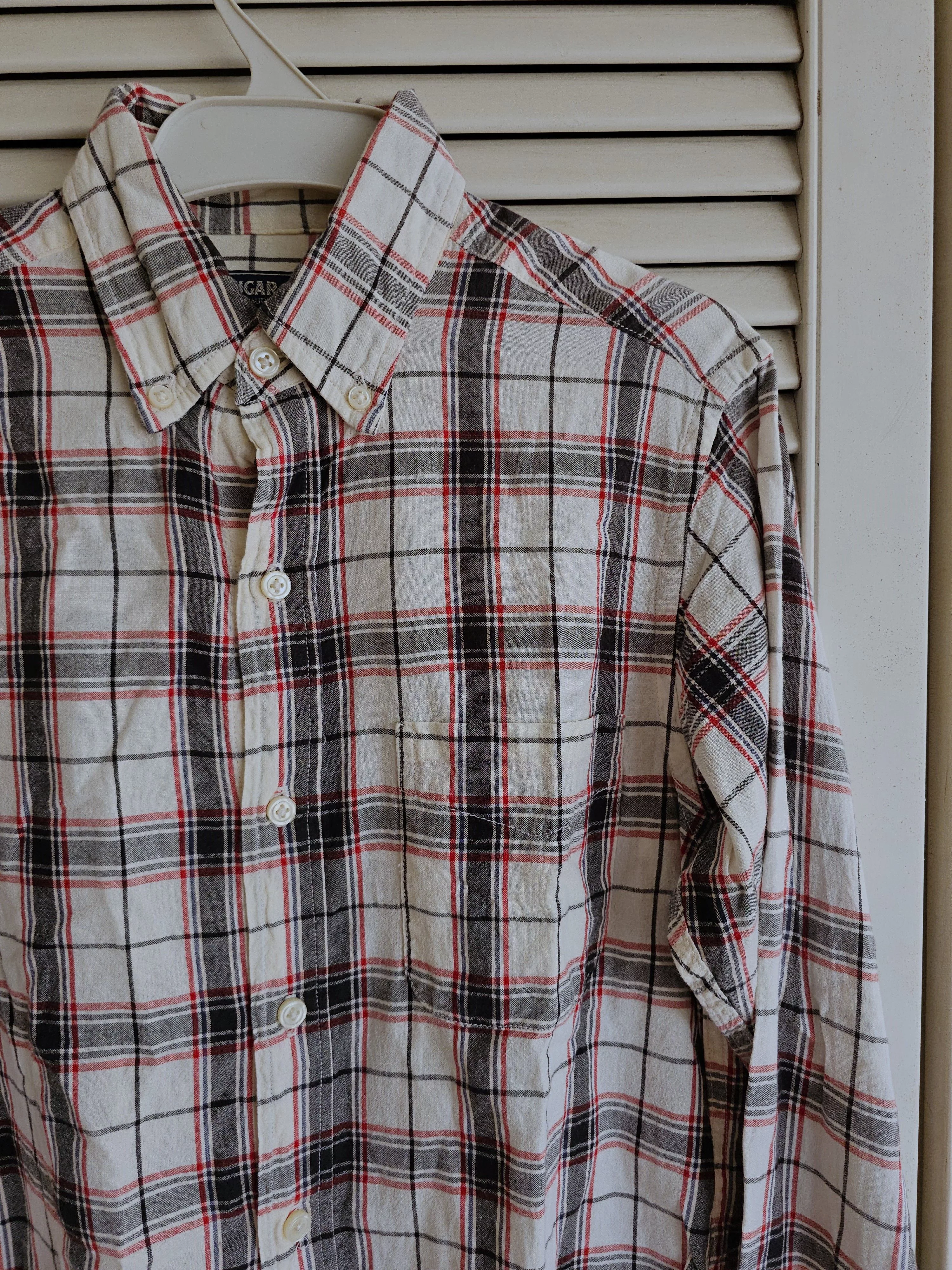 Sugar Cane Shirts Button Ups Sugar Cane Long Sleeve White Checkered