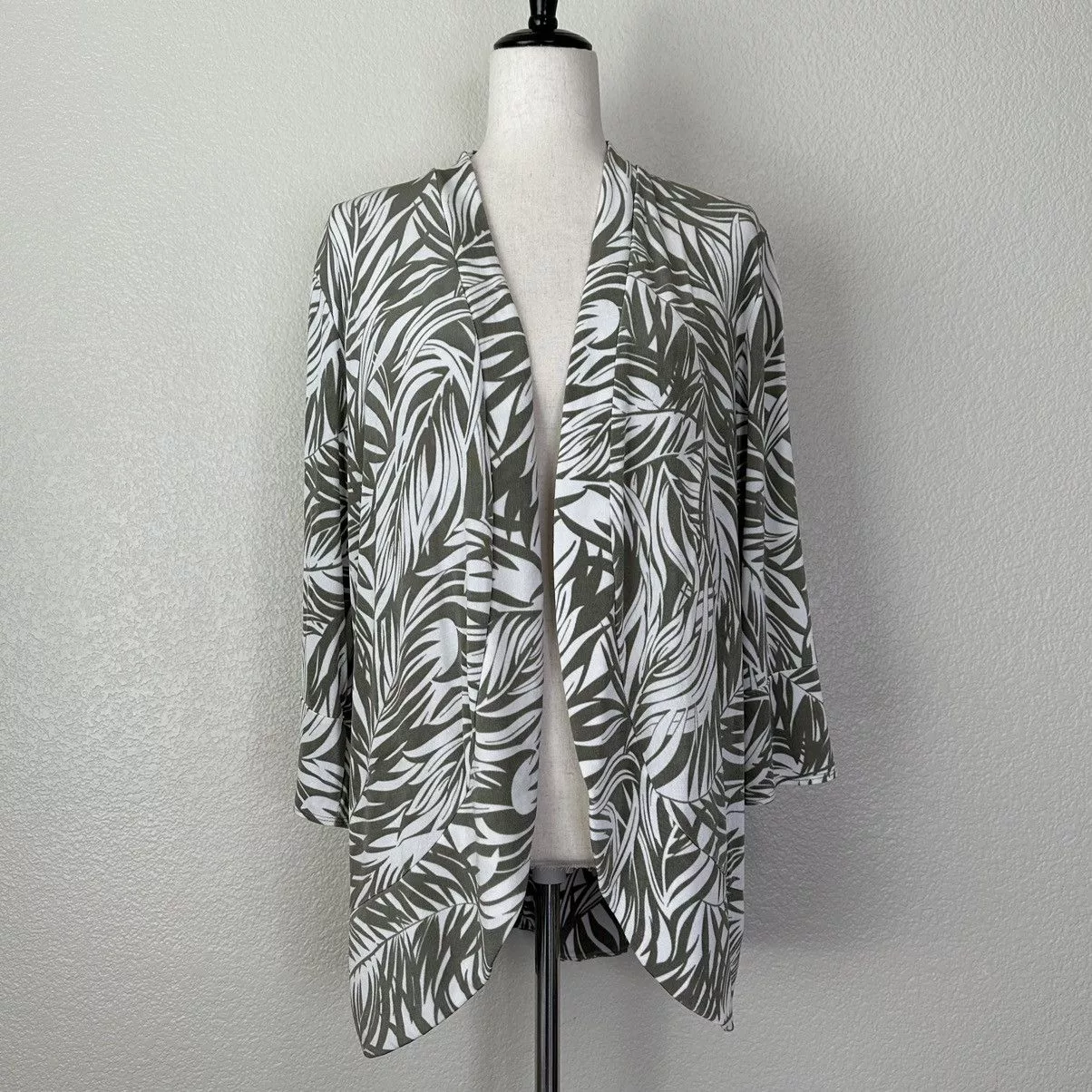 Chicos Sweaters Chicos Chico’s Leaf Prin Open Front Cardigan Multi