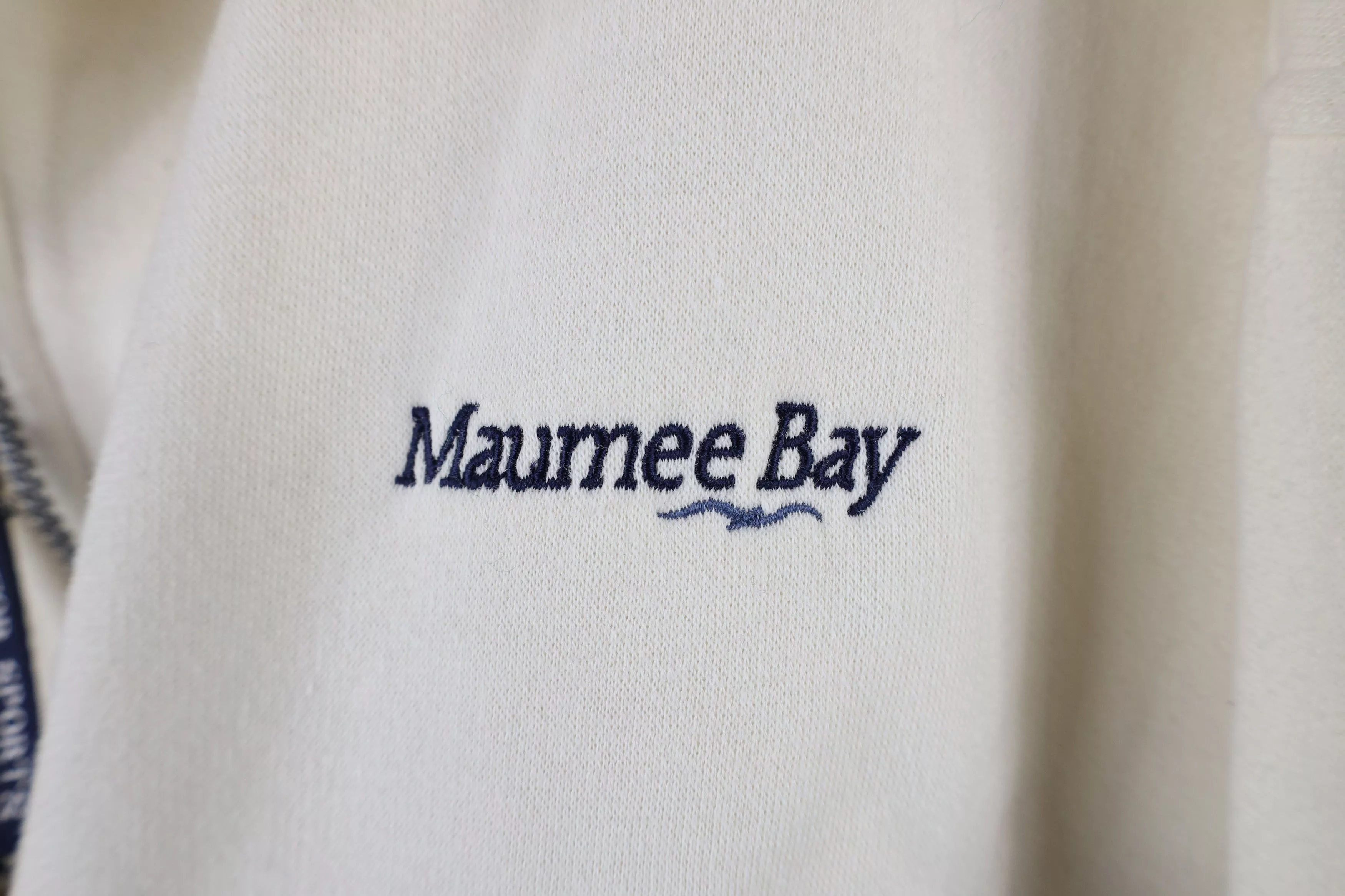 Vintage Sweatshirts Hoodies Vintage 90s Maumee Bay Half Zip Pullover Sweatshirt Cream Beige