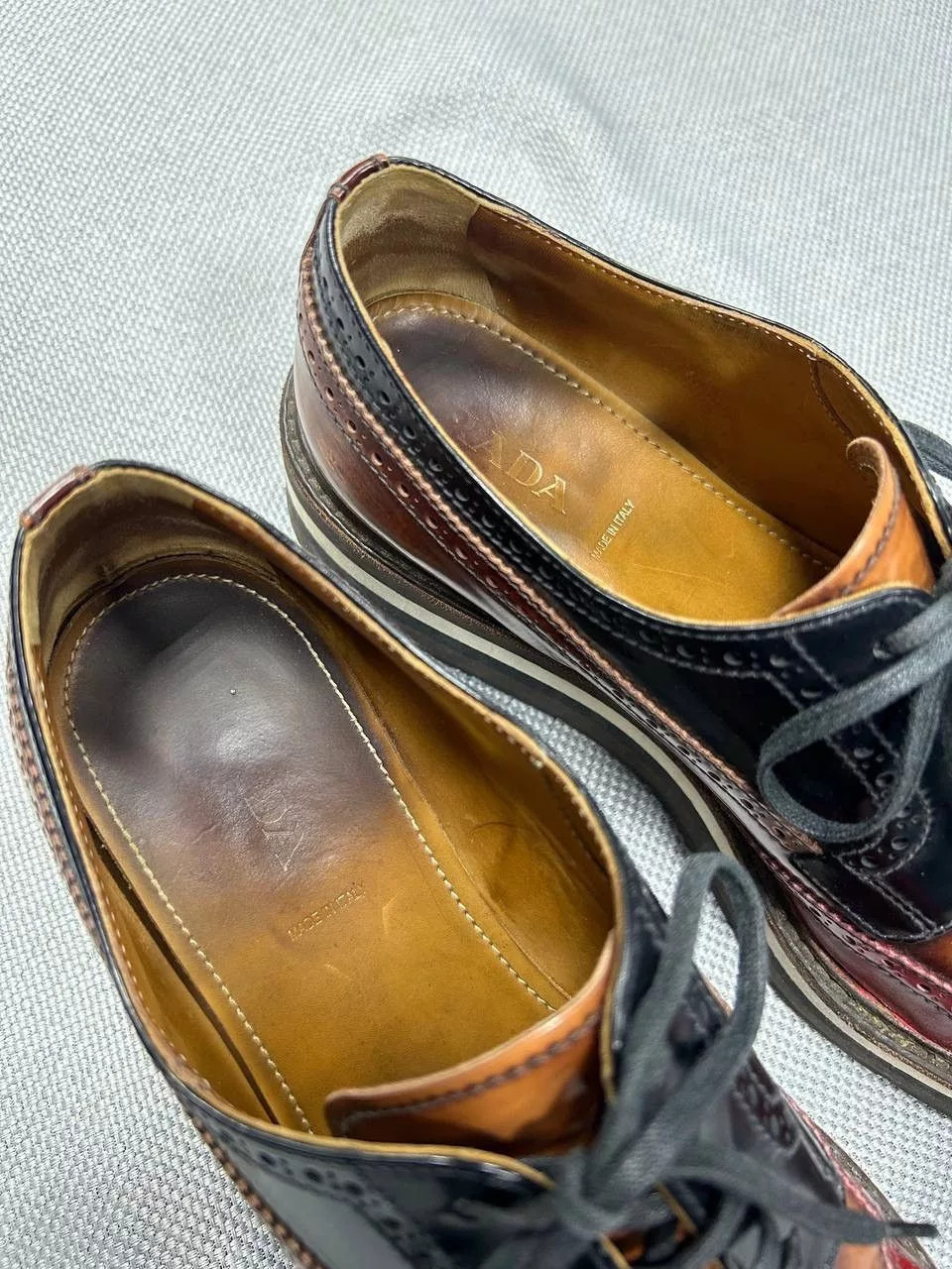 Prada Casual Leather Shoes Prada Platform Derby Shoes Red