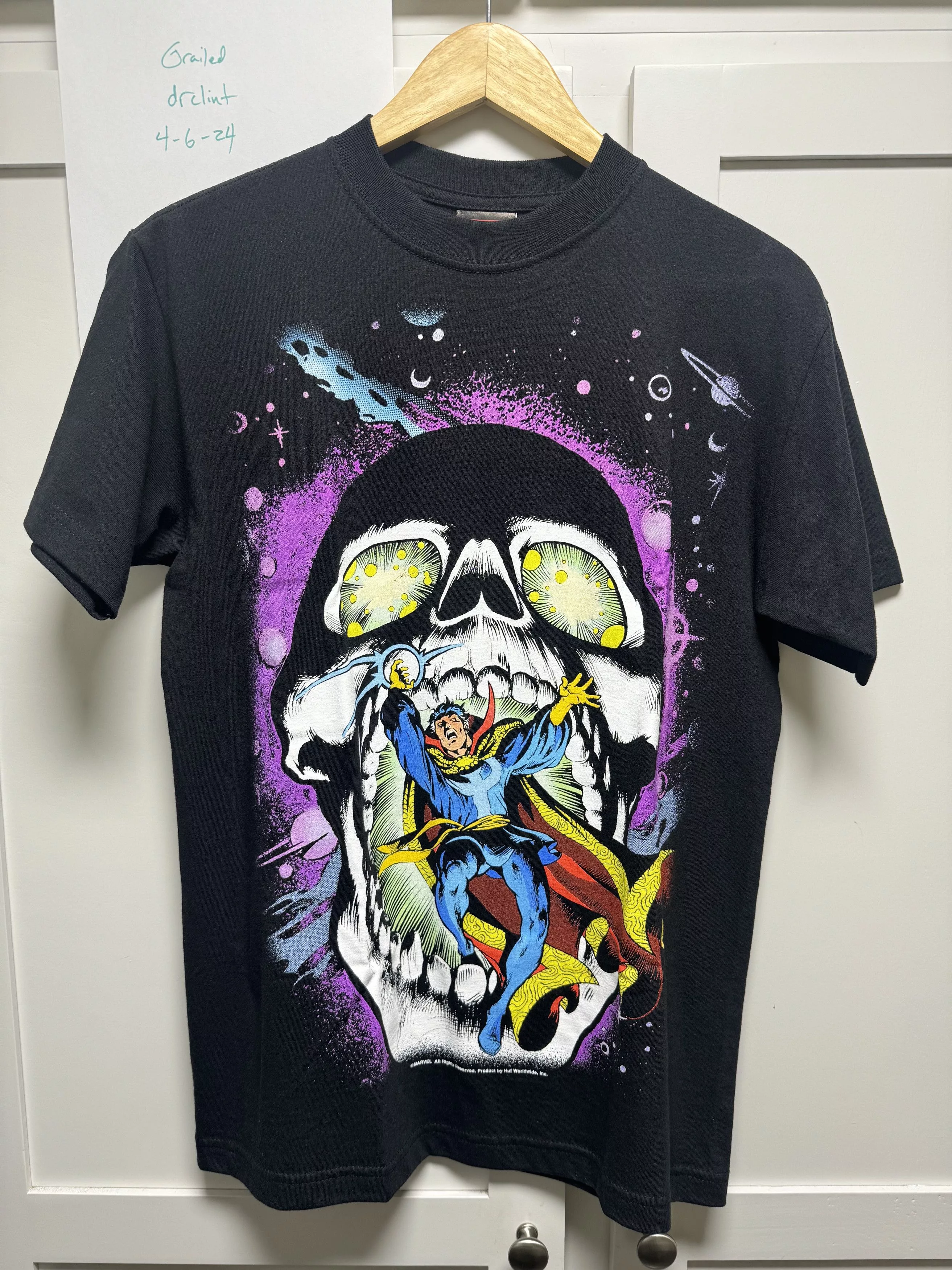 Huf Short Sleeve T Shirts Huf - Marvel Dr. Strange Print T-Shirt size Small Black