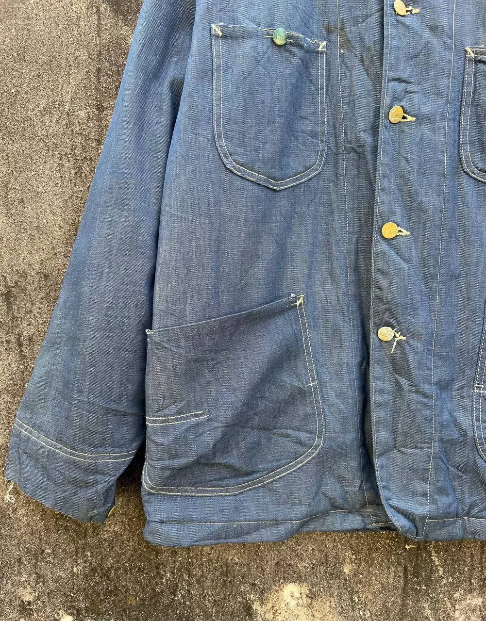 Lee Denim Jackets 1950s Lee Union Made Blanket Denim Sanforized Chore jacket Blue Vintage
