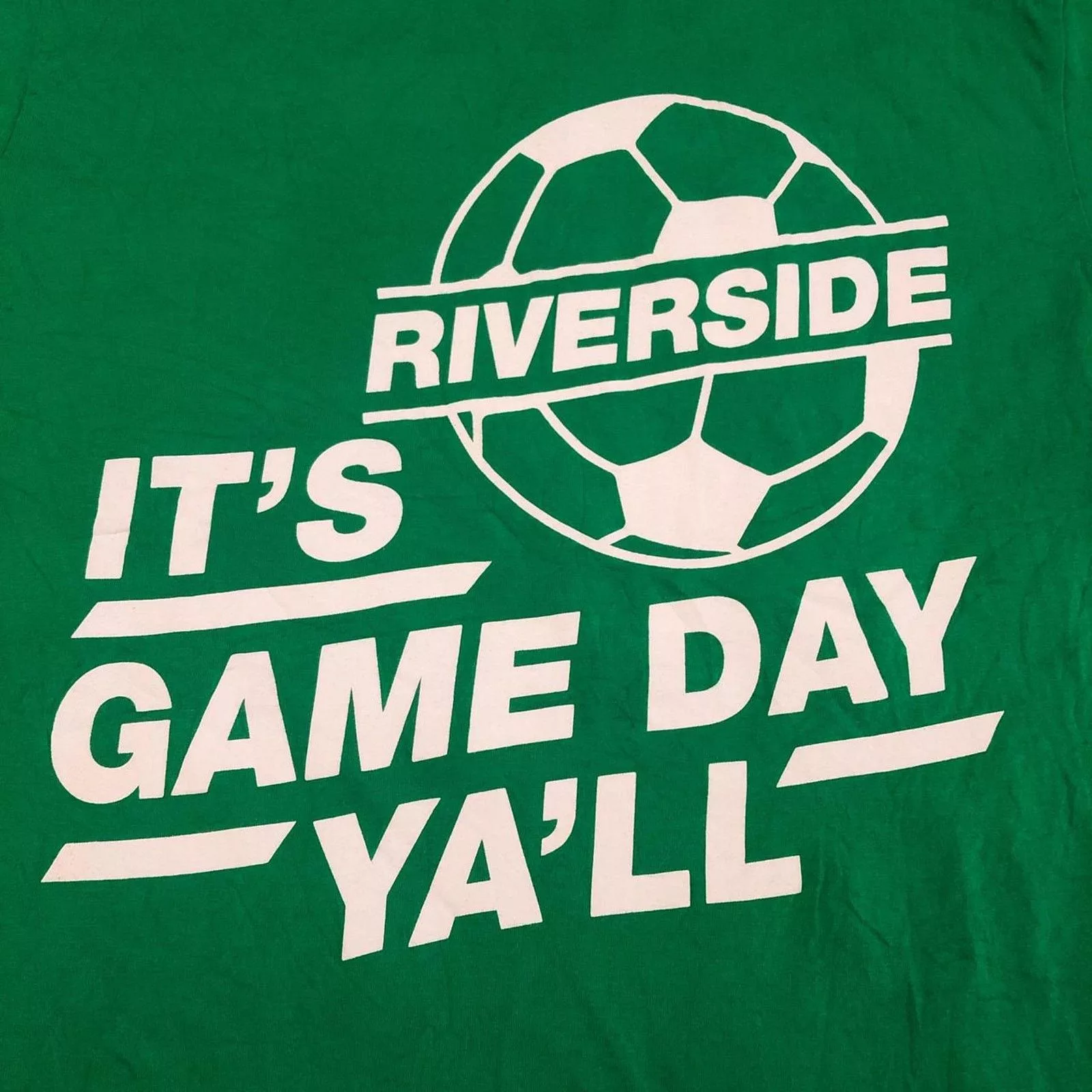 Next Level Short Sleeve T Shirts Next Level Men’s ‘It’s Game Day Ya’ll’ Riverside Soccer Graphic Tee Green