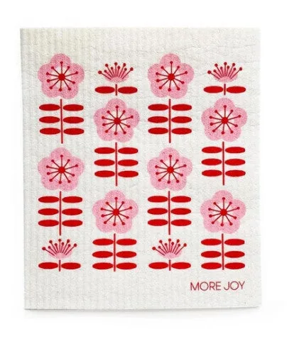 Pink Flowers Swedish Dishcloth