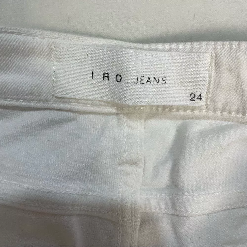 Iro Jeans IRO White Cropped Distressed Jeans Size 24