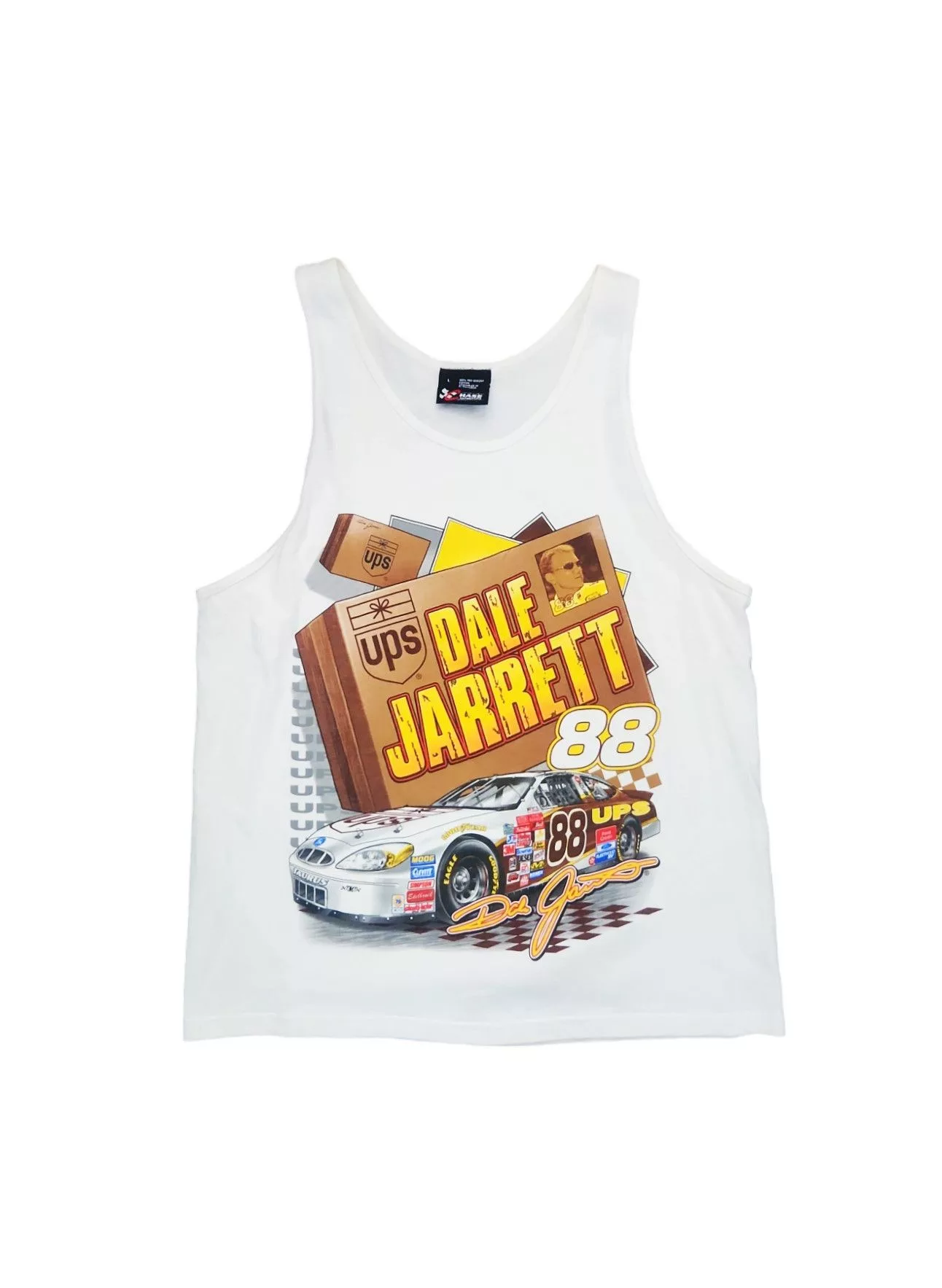 Chase Authentics Tank Tops Sleeveless Chase Authentics × Vintage Nascar Dale Jarret UPS A Package Deal 90s Tank Chase Authent White Streetwear