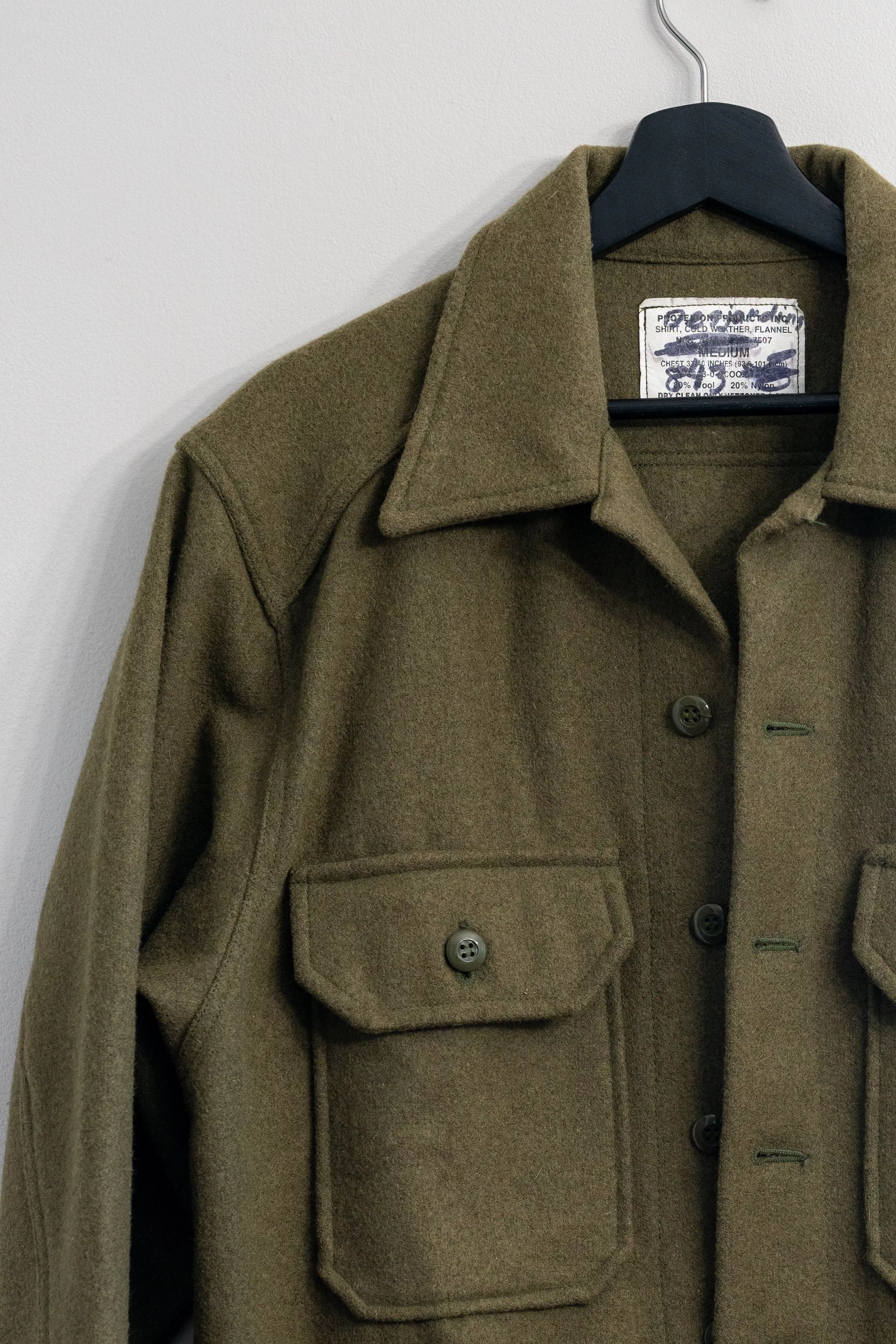 Vintage Shirts Button Ups Vintage 70's Wool Army Shirt Jacket Green