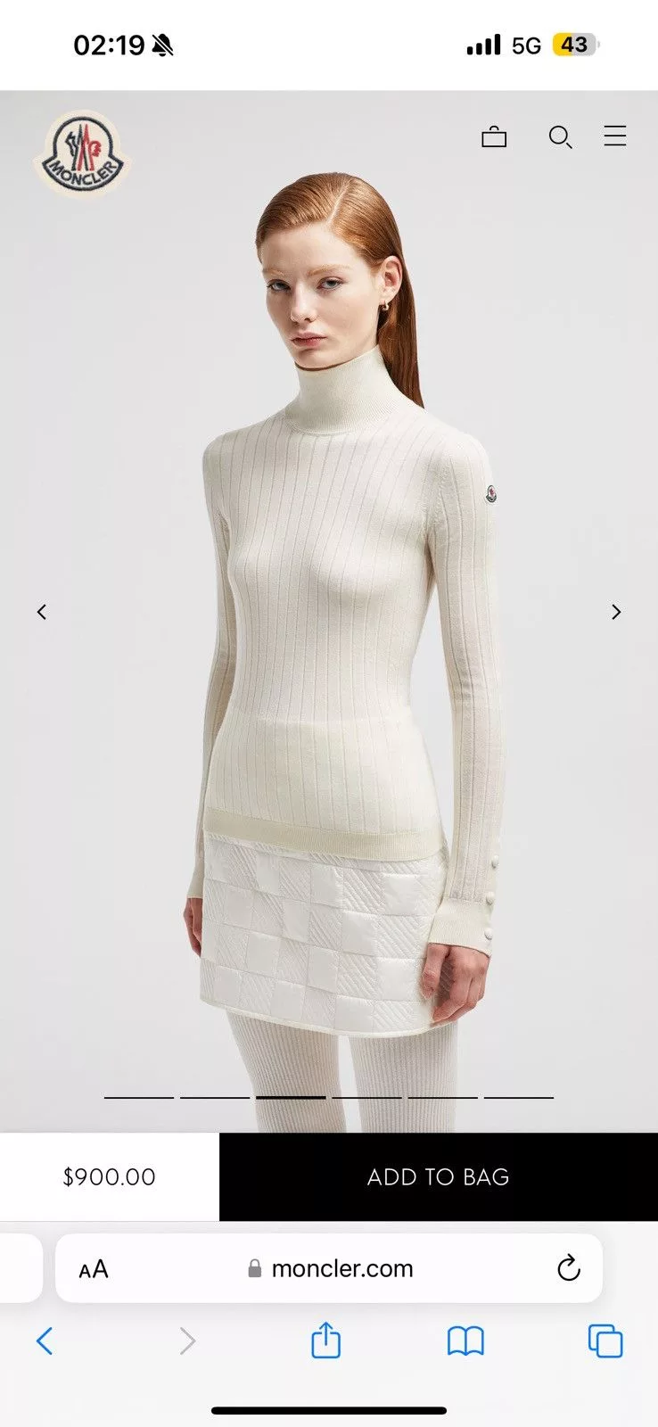 Moncler Sweaters Moncler Turtleneck Sweater NEW 900$ White