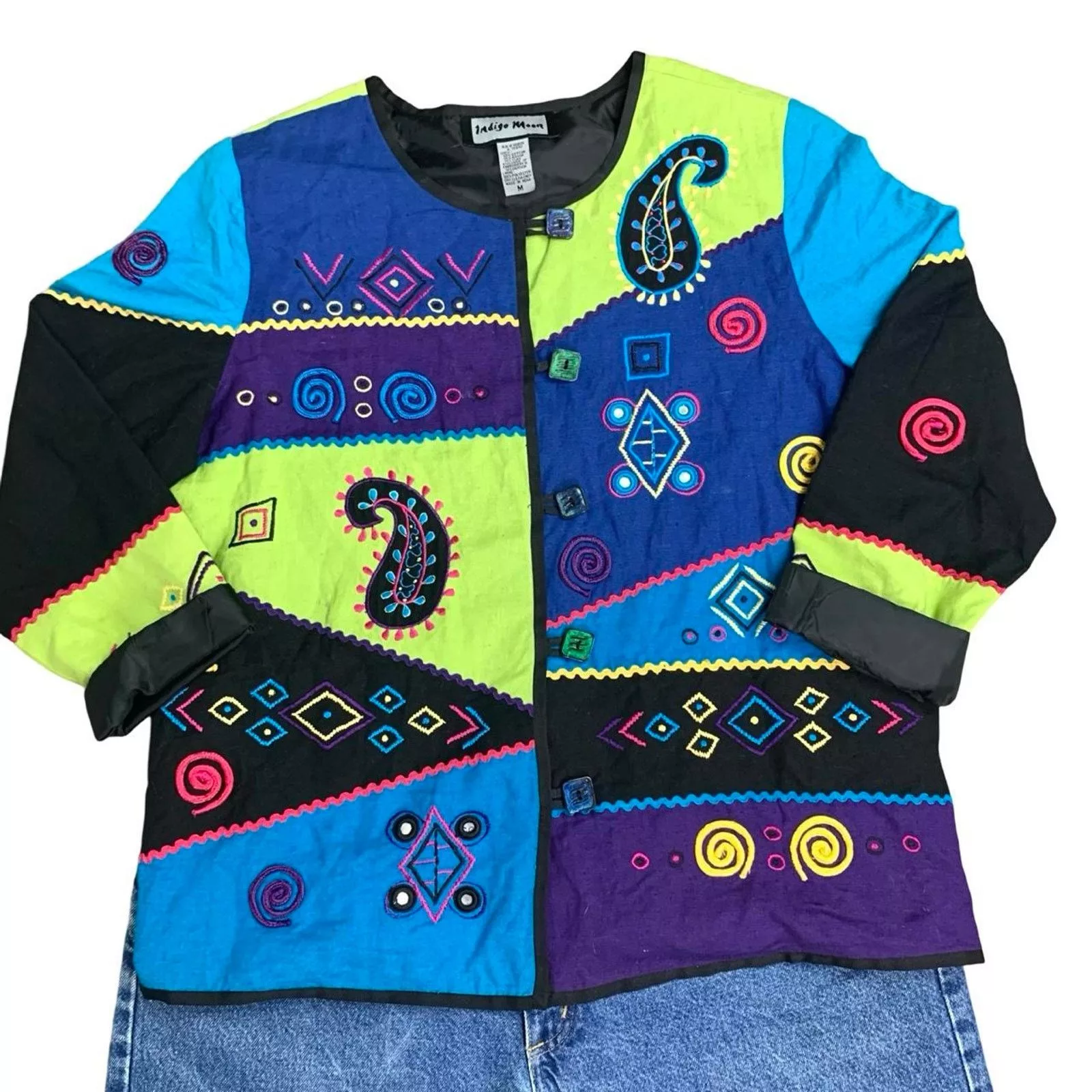 Vintage Blouses Vintage Embroidered Boho Button Up Multi