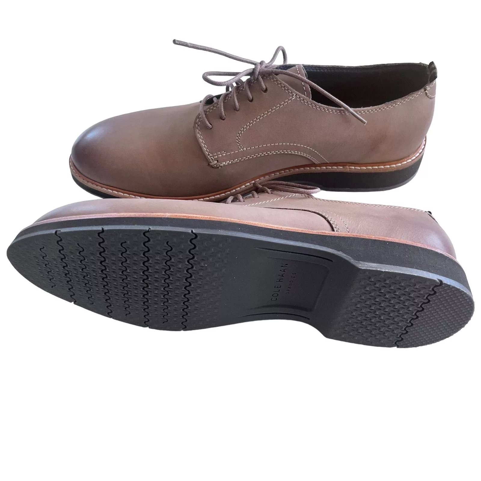 Cole Haan Casual Leather Shoes Cole Haan Morris Plain Taupe Nubuck Oxford SIZE 10 M US Brown