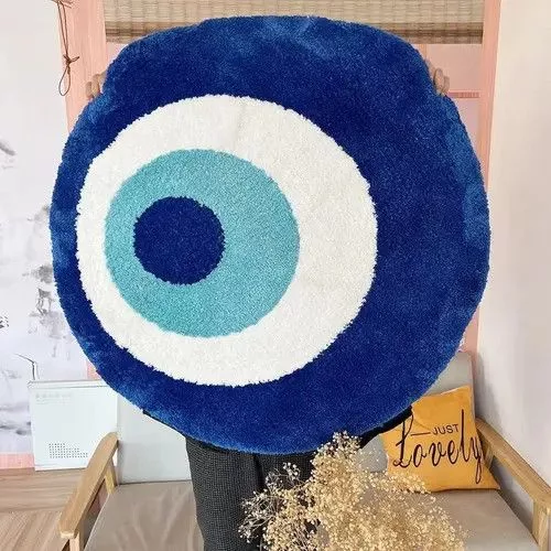 Other Miscellaneous Other 3D Fluffy Evil Eye Circle Soft Rug Blue