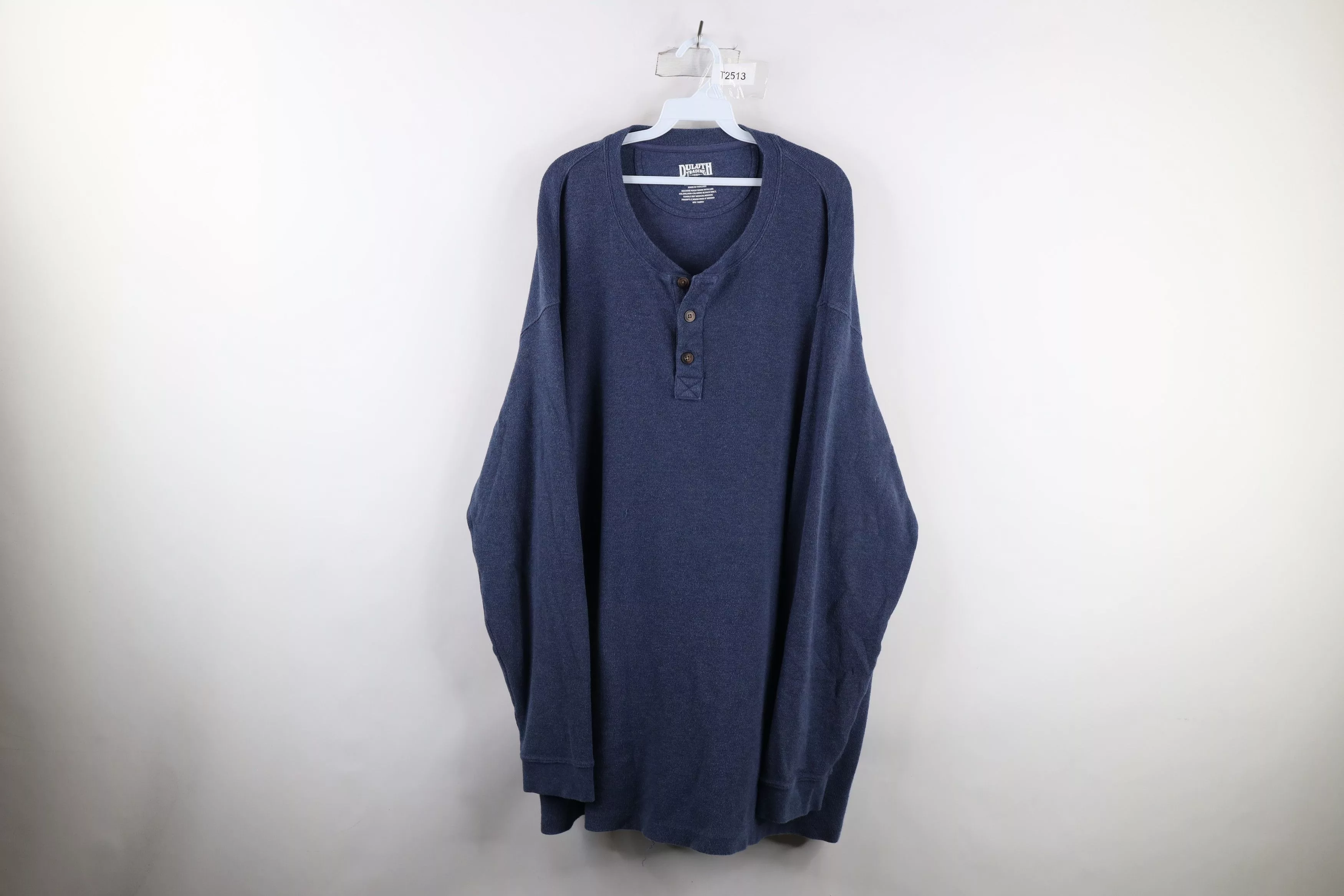 Duluth Trading Company Long Sleeve T Shirts Duluth Trading Company × Vintage Duluth Trading Co Waffle Knit Long Sleeve Henley T-Shirt Blue