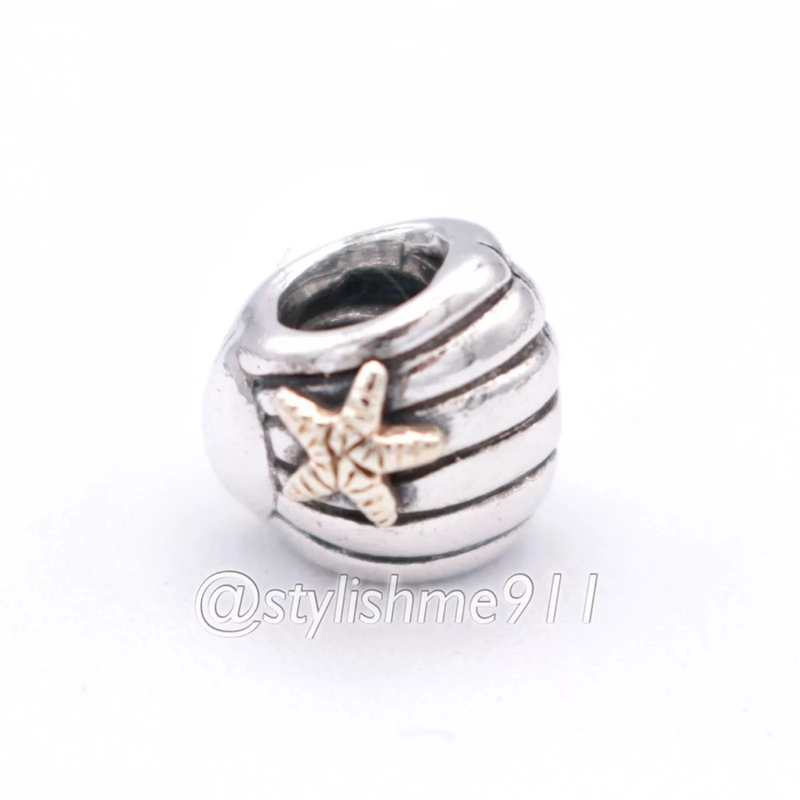 pandora Charms Authentic PANDORA Sea Shell Charm with 14K Gold - 790249