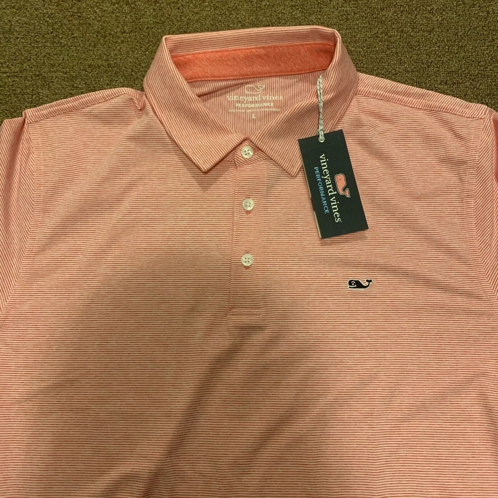 Vineyard Vines Polos Vineyard Vines Polo Shirt Mens Large Performance Red Striped