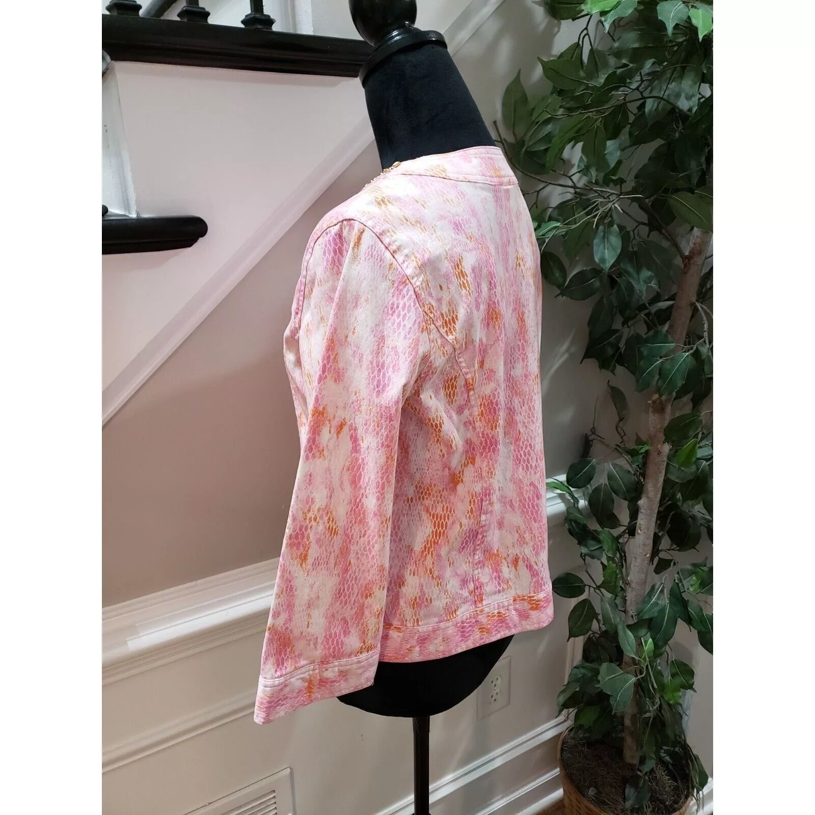 Other Jackets Other Lara Lane Snake Cotton Long Sleeve Snap Front Jacket Size 8 Pink