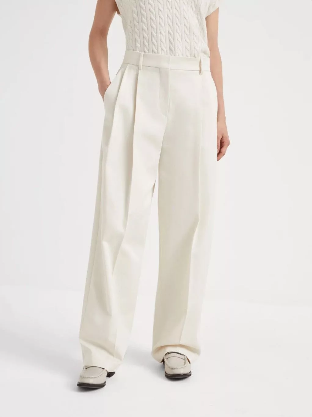 Brunello Cucinelli Pants Brunello Cucinelli Wide Pleated Trousers Women’s Size 8 White