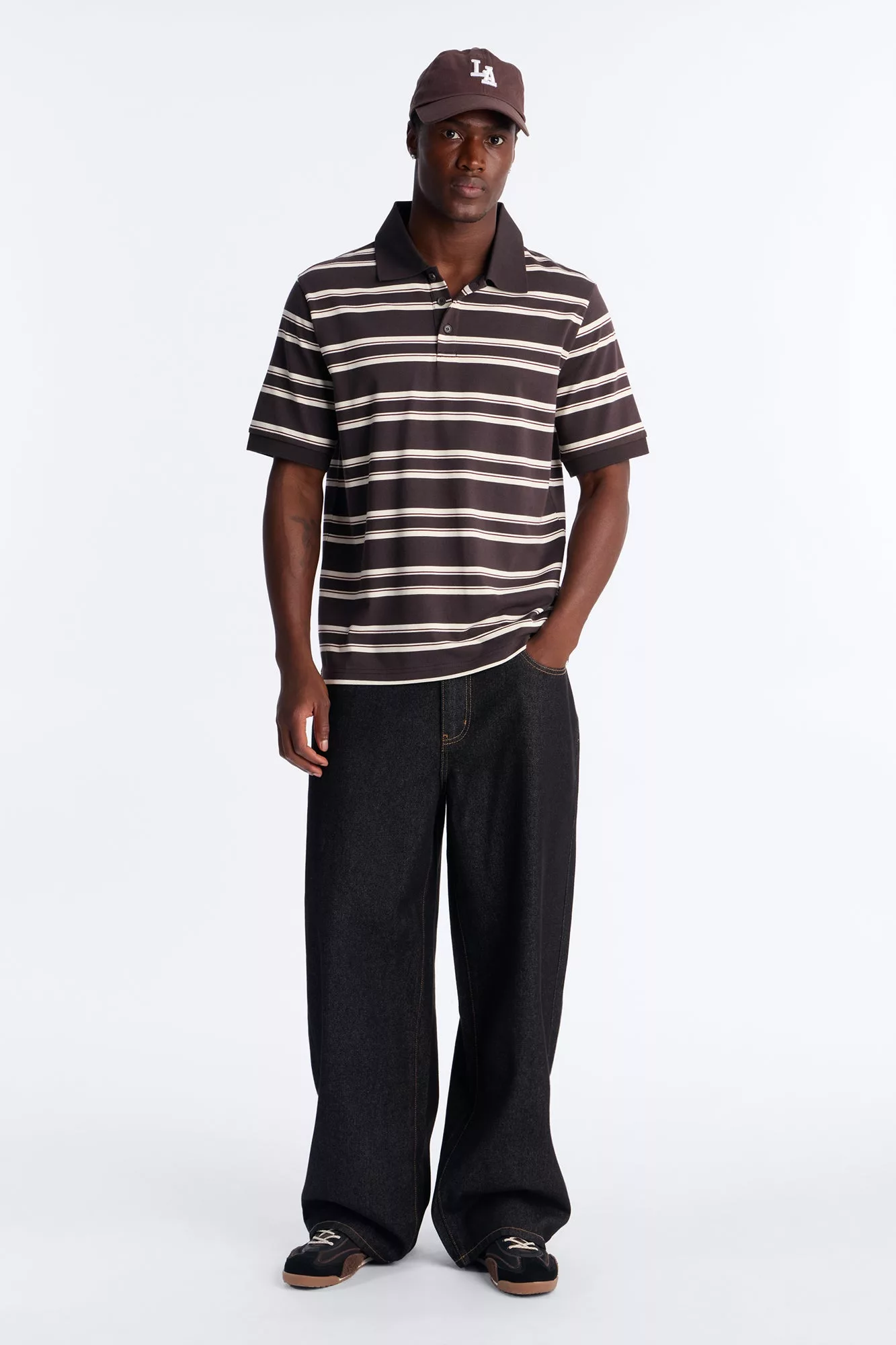 Casey Stripe Polo - Brown/combo