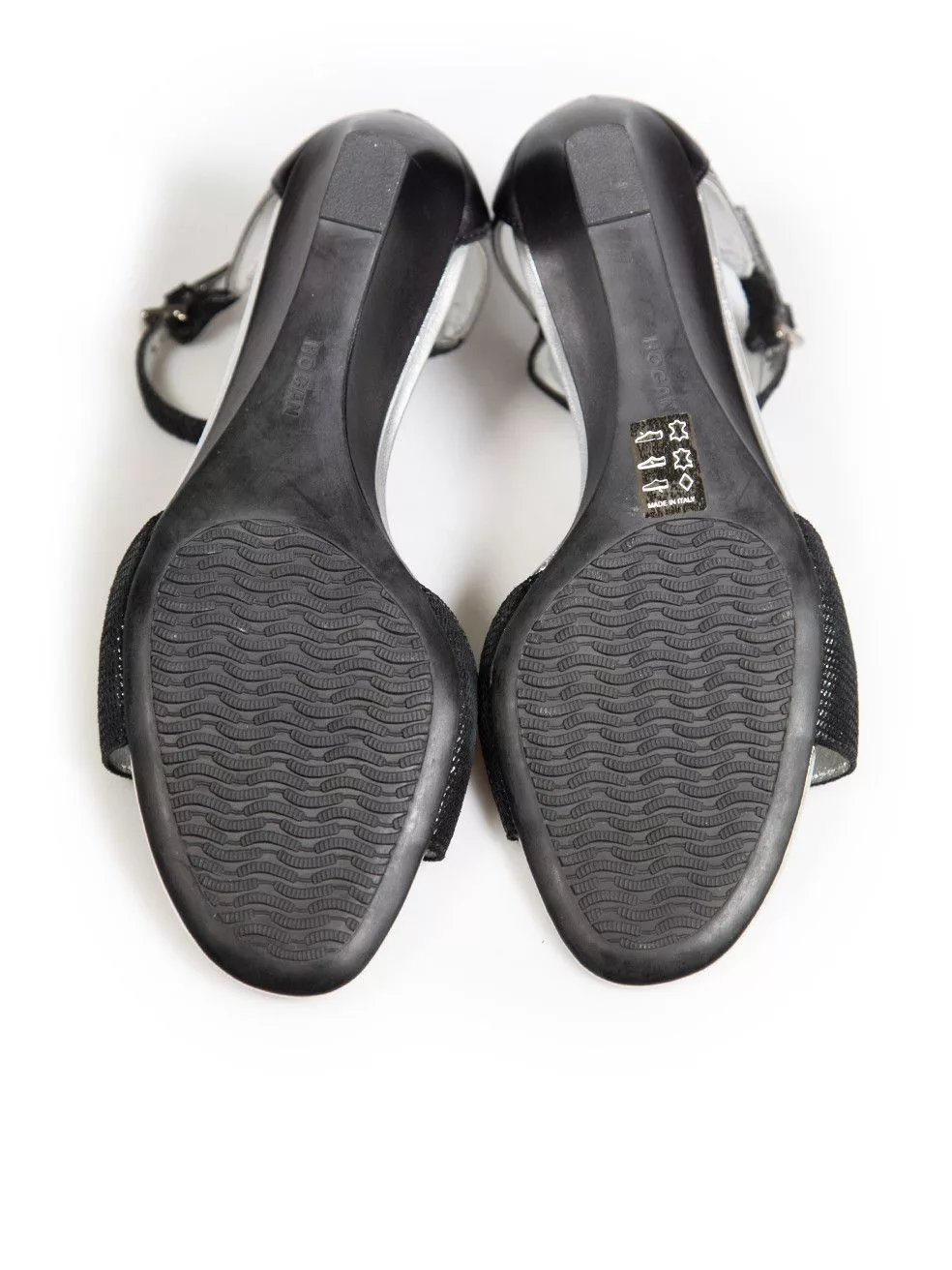 Hogan Sandals Hogan Black Suede Lizard Embossed Strap Sandals