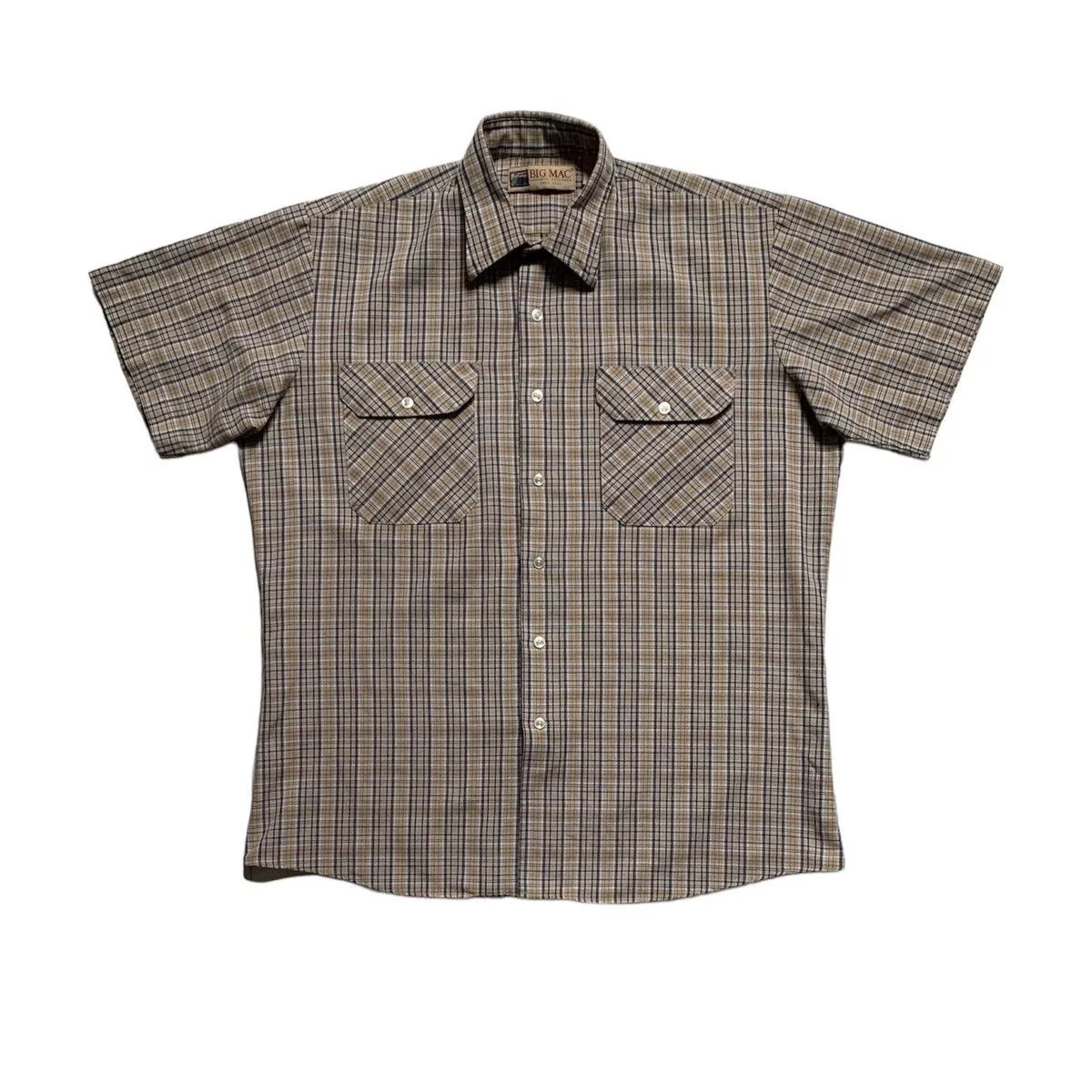 Big Mac Shirts Button Ups Big Mac × Vintage Vintage 90s Big Mac Workwear Made In USA Shirt Beige