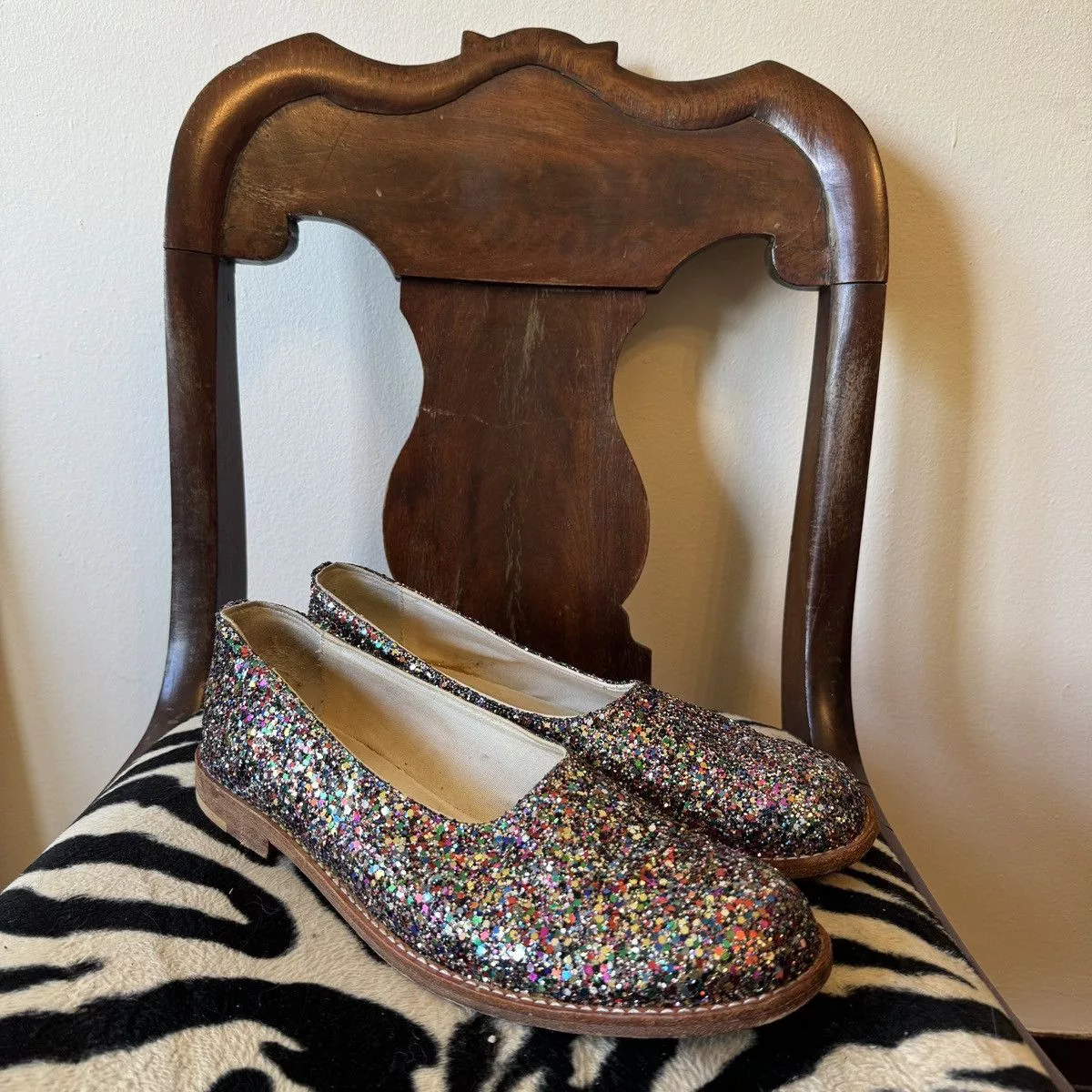 Comme des Garcons Flats Comme des Garcons × Junya Watanabe Junya Watanabe Fall 2000 Glitter Flats Blue