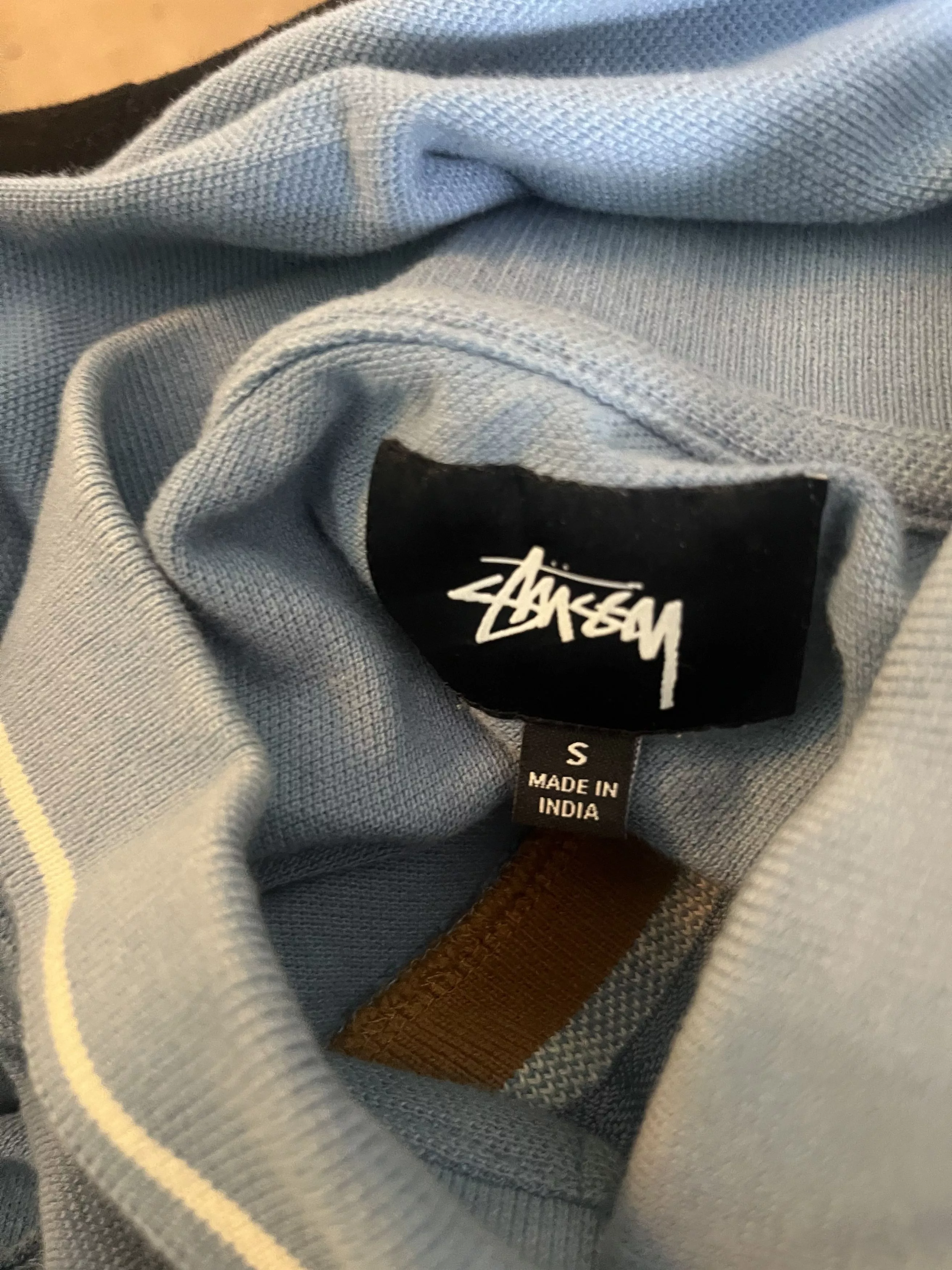 Stussy Polos Stussy Checkered Zip Up Polo Blue