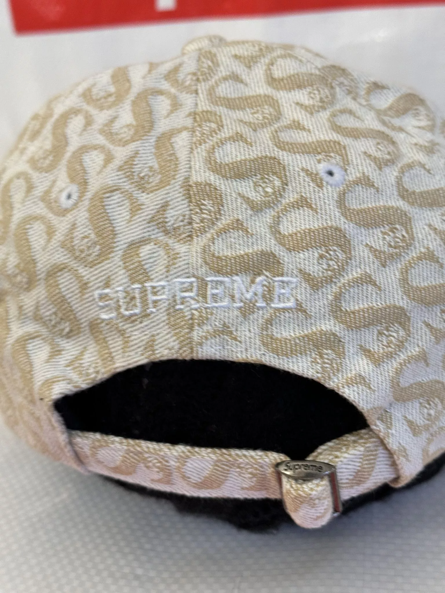 Supreme Hats Supreme Monogram Denim 6-Panel Tan cap hat Brown