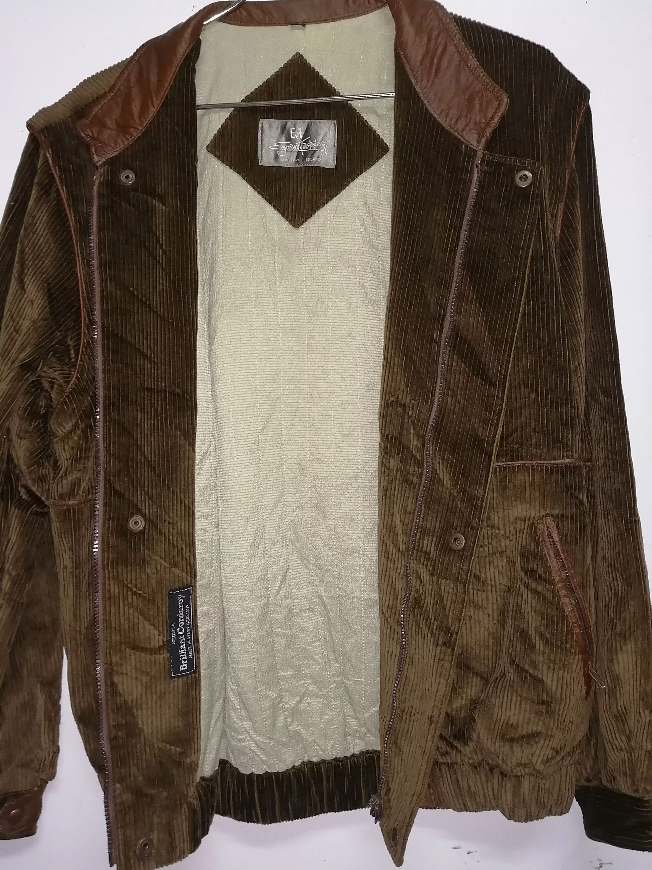 Designer Light Jackets Designer Egon Von Furstenberg Corduroy Jacket & Vest Combine Brown Vintage