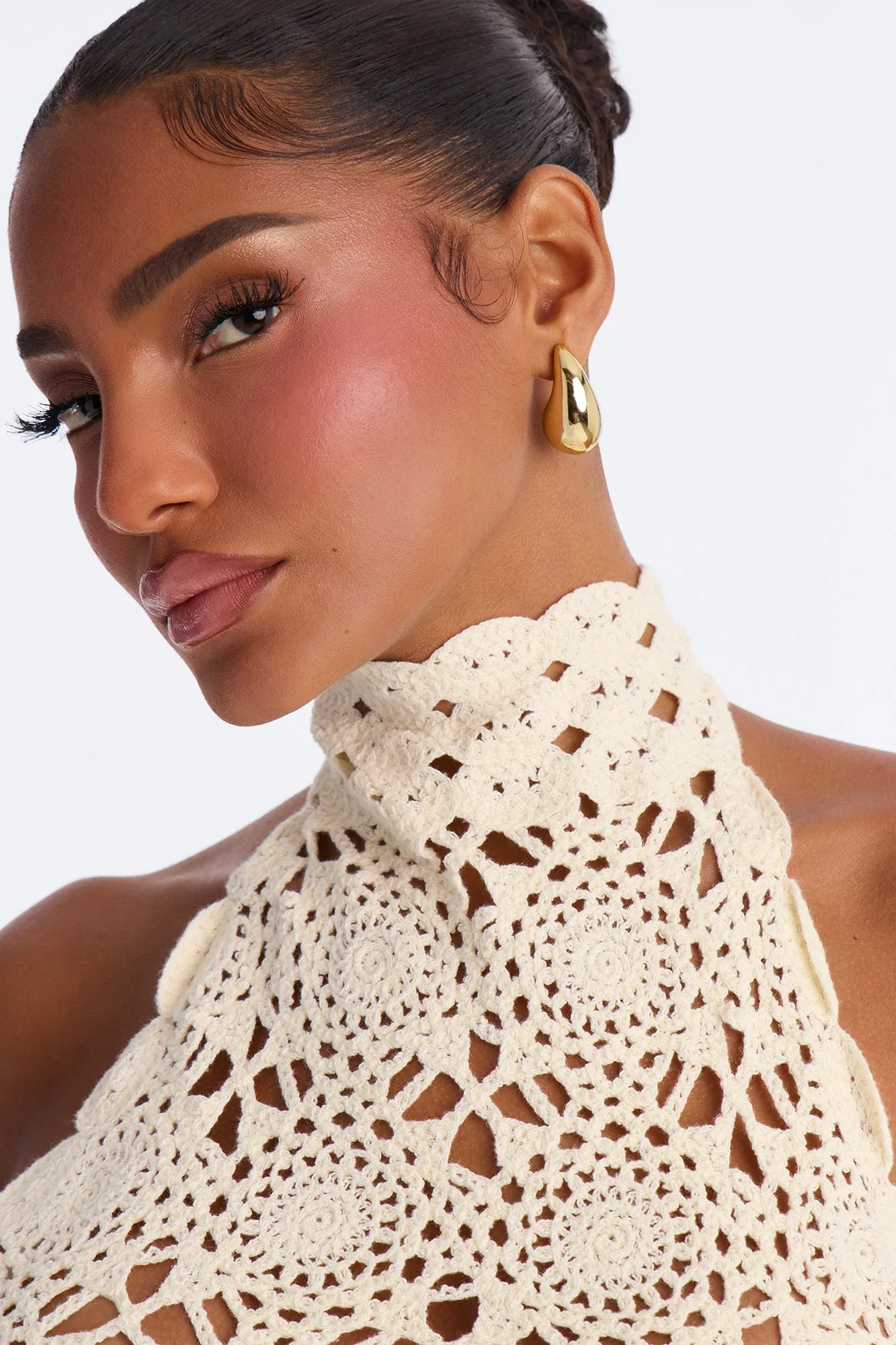 Jolene Crochet Halter Top - Natural
