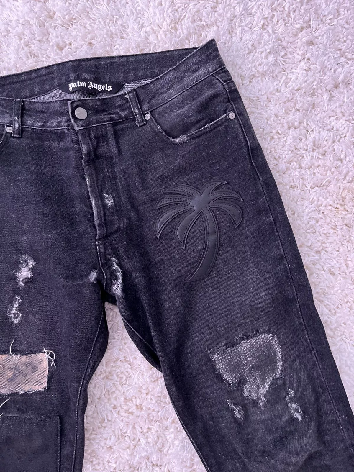 Palm Angels Denim Palm Angels Patchwork Jeans Black